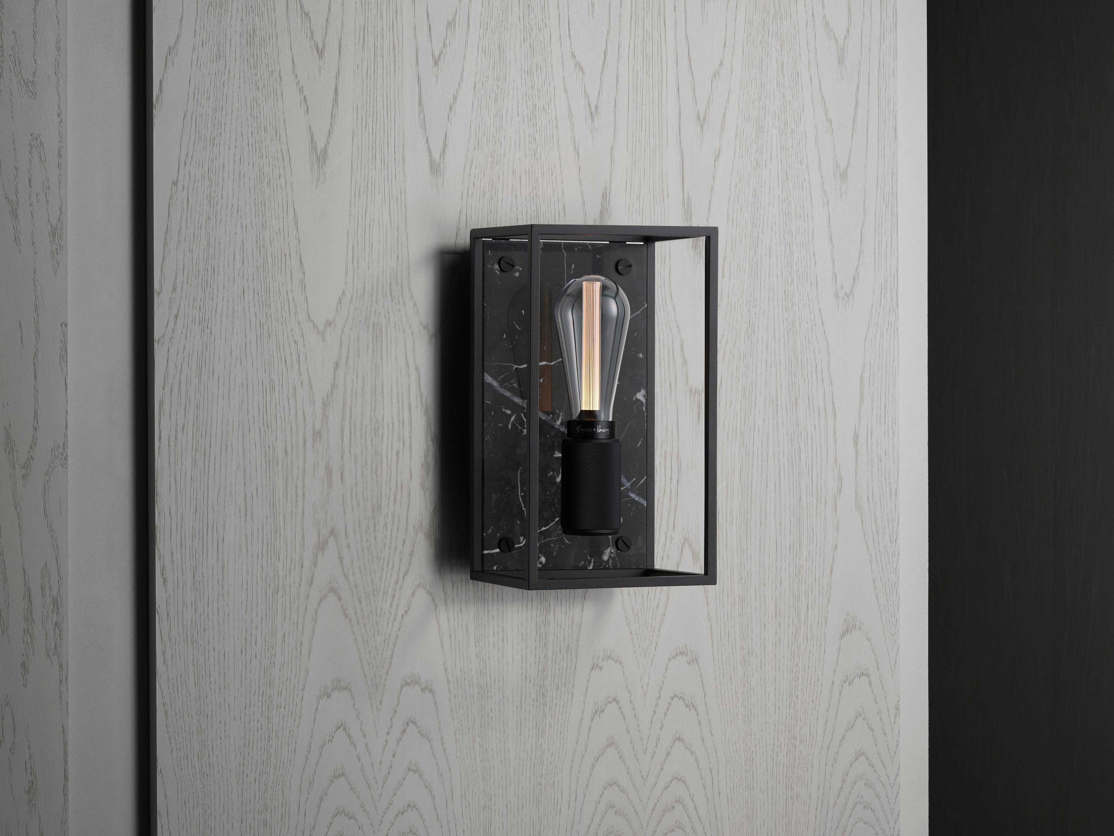 Buster + Punch Caged 1-Light Black Marble Wall Sconce