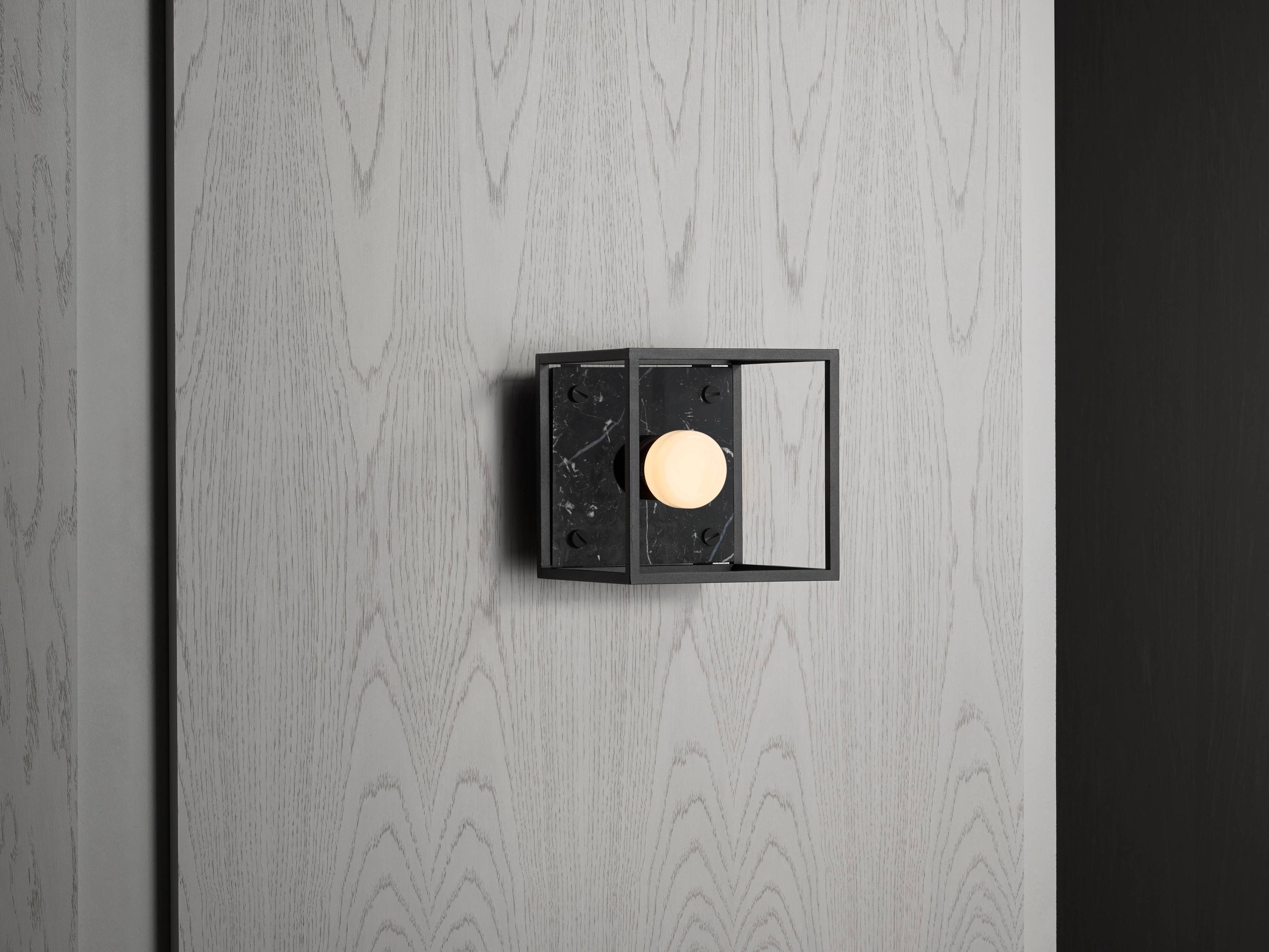 Buster + Punch Caged 1-Light Black Marble Flush Mount