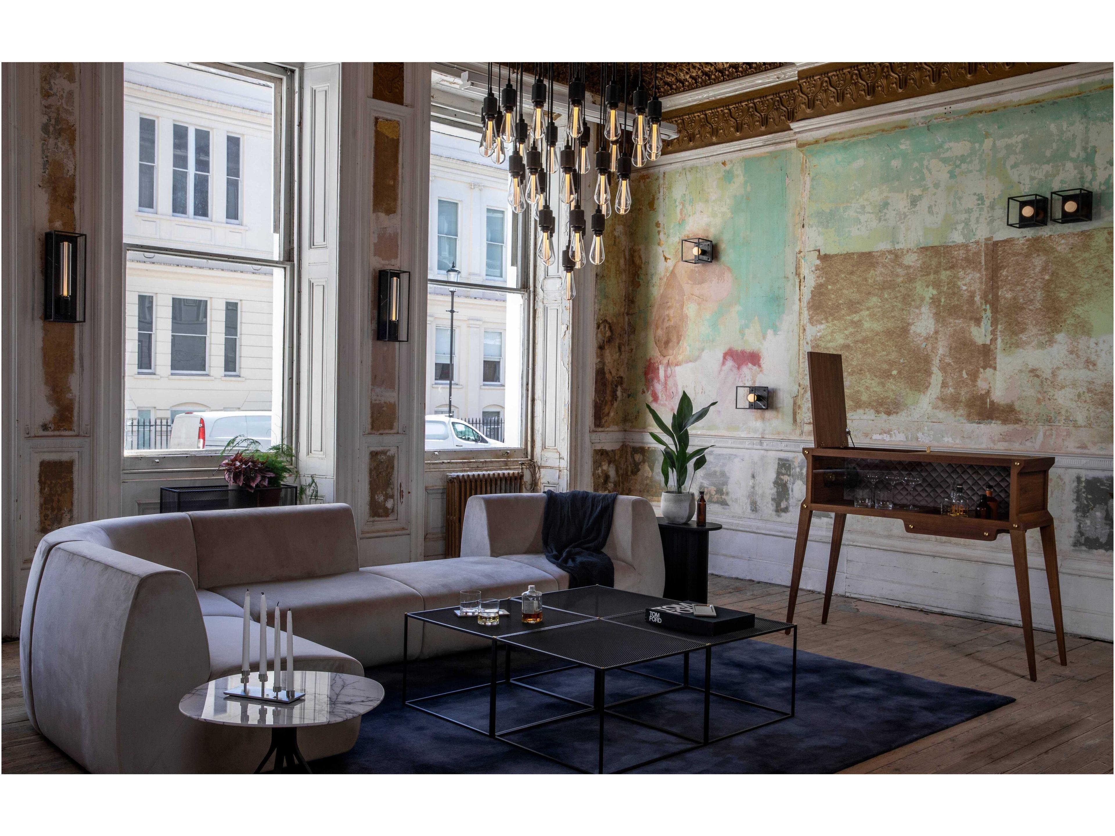 Buster + Punch Caged 1-Light Black Marble Flush Mount