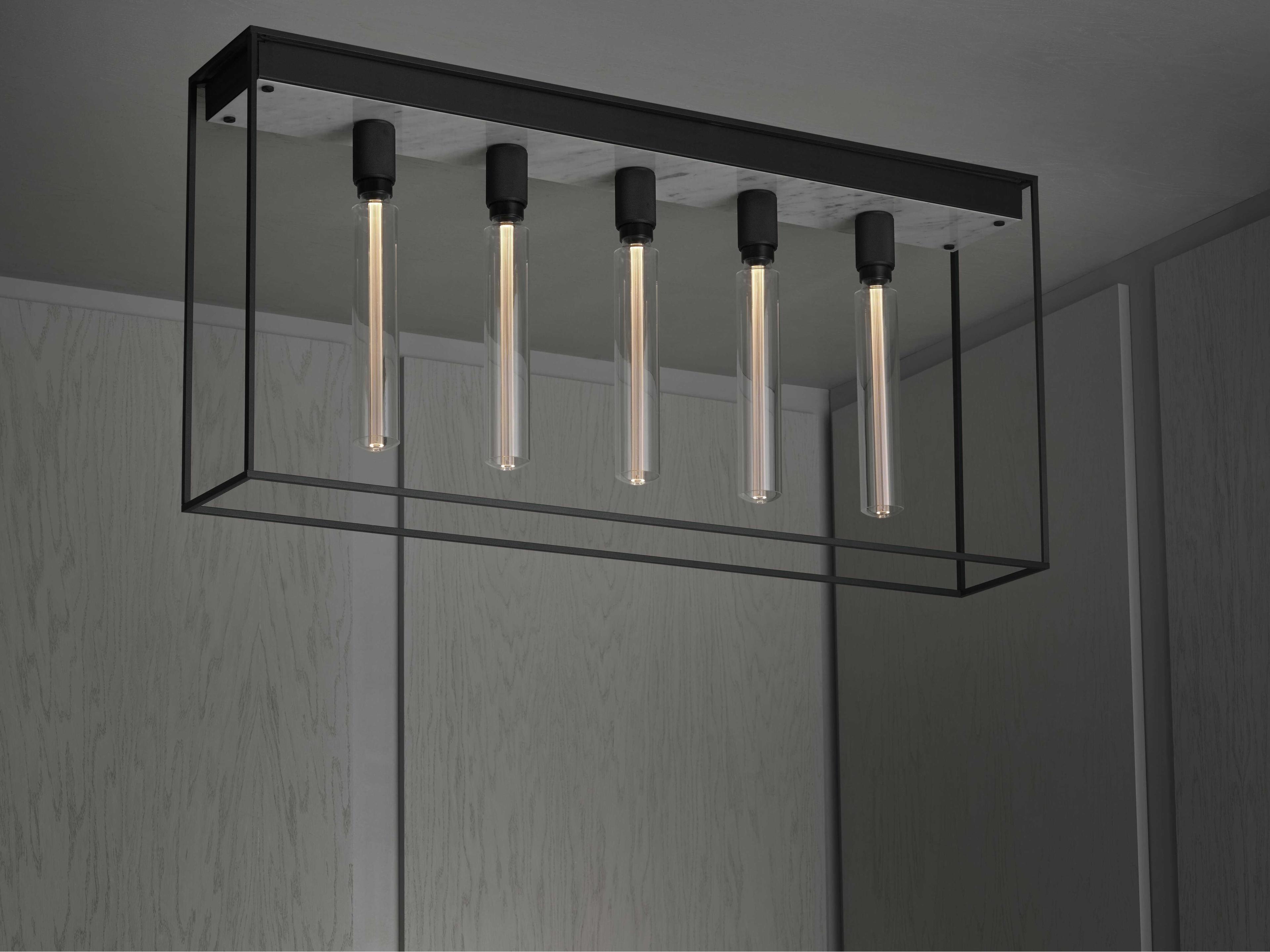 Buster + Punch Caged 5-Light White Marble Black Island Pendant