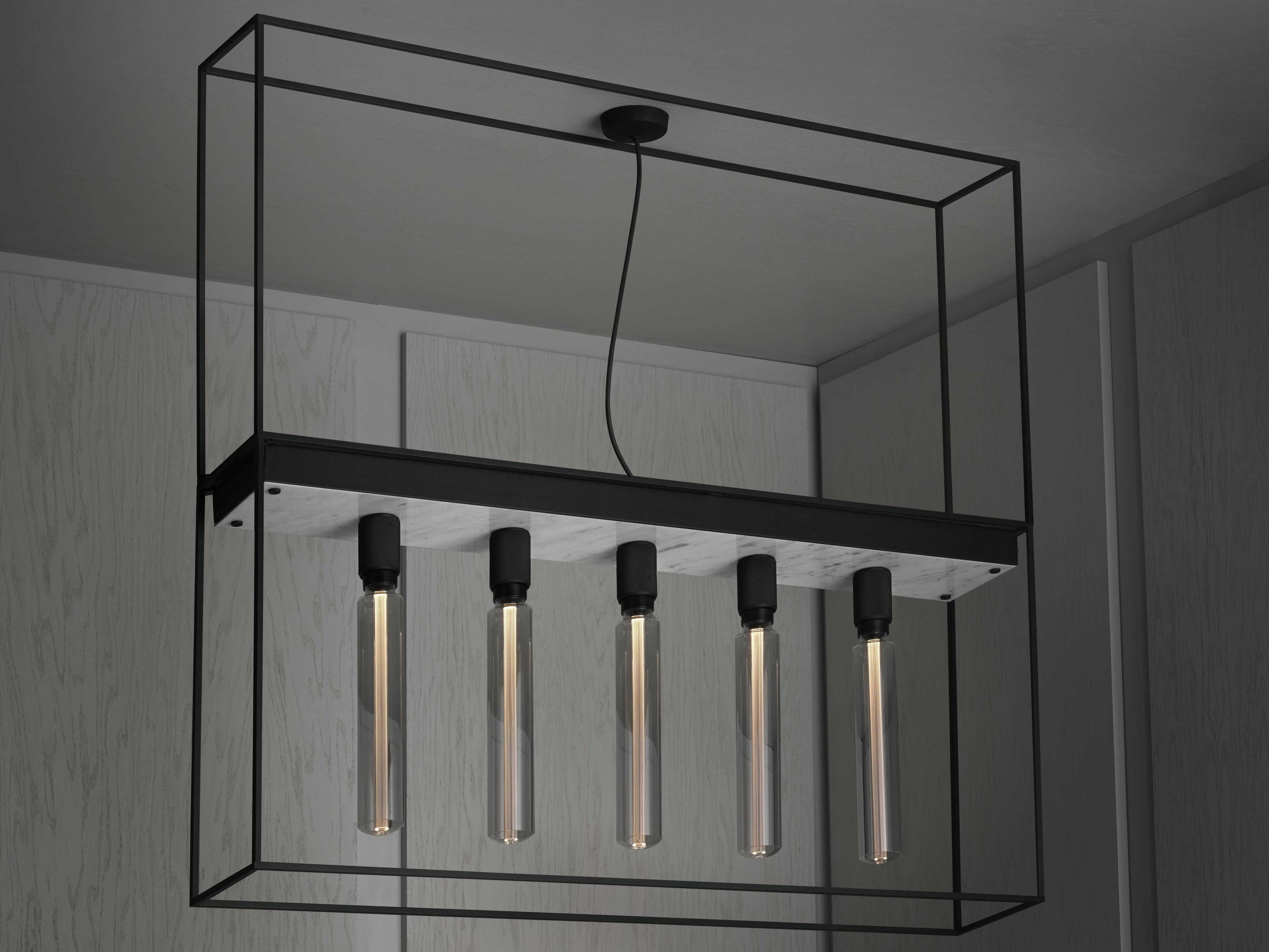 Buster + Punch Caged 5-Light White Marble Black Island Pendant