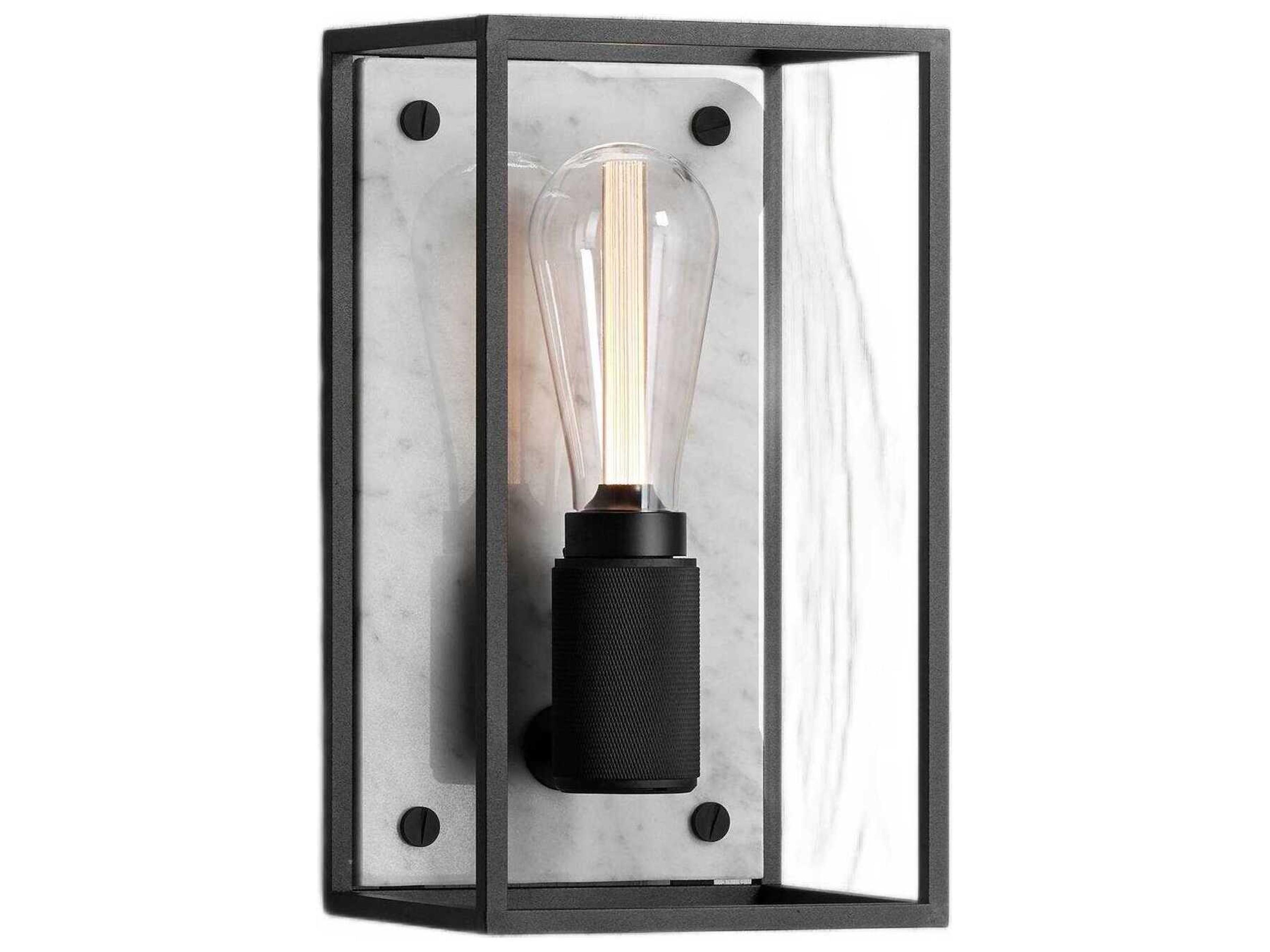 Caged 1-Light White Marble Wall Sconce