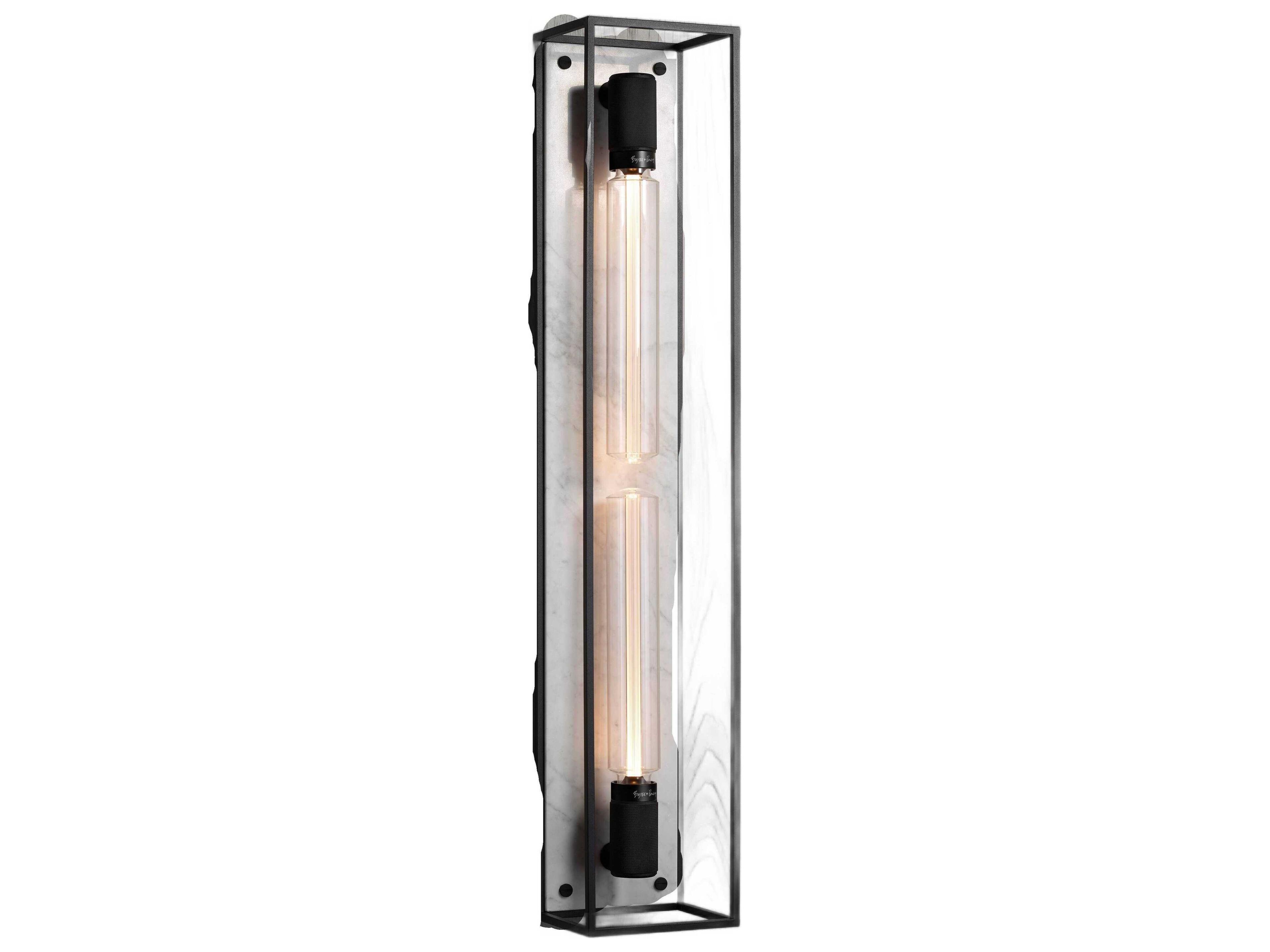 Caged 2-Light White Marble Wall Sconce