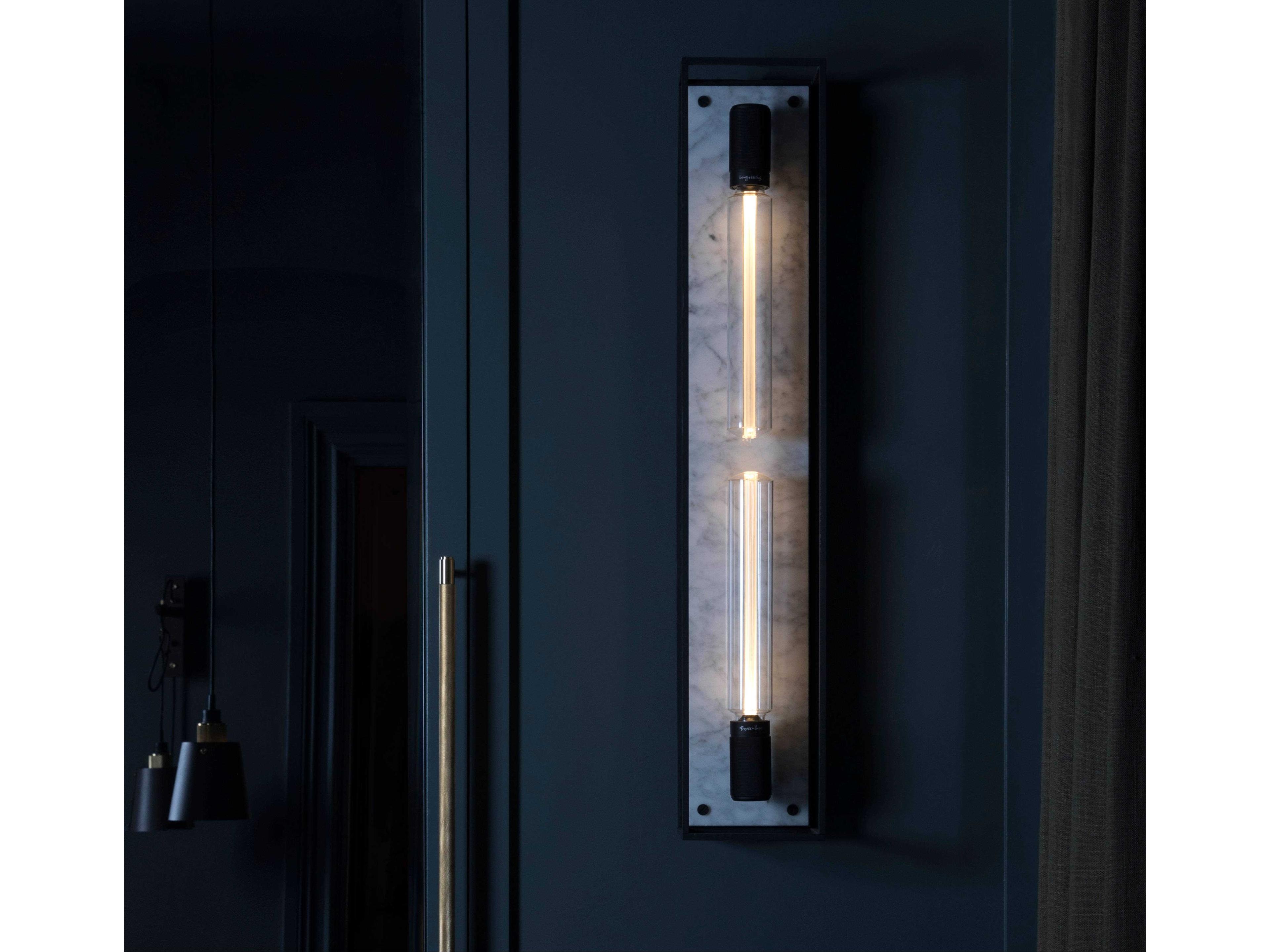 Buster + Punch Caged 2-Light White Marble Wall Sconce