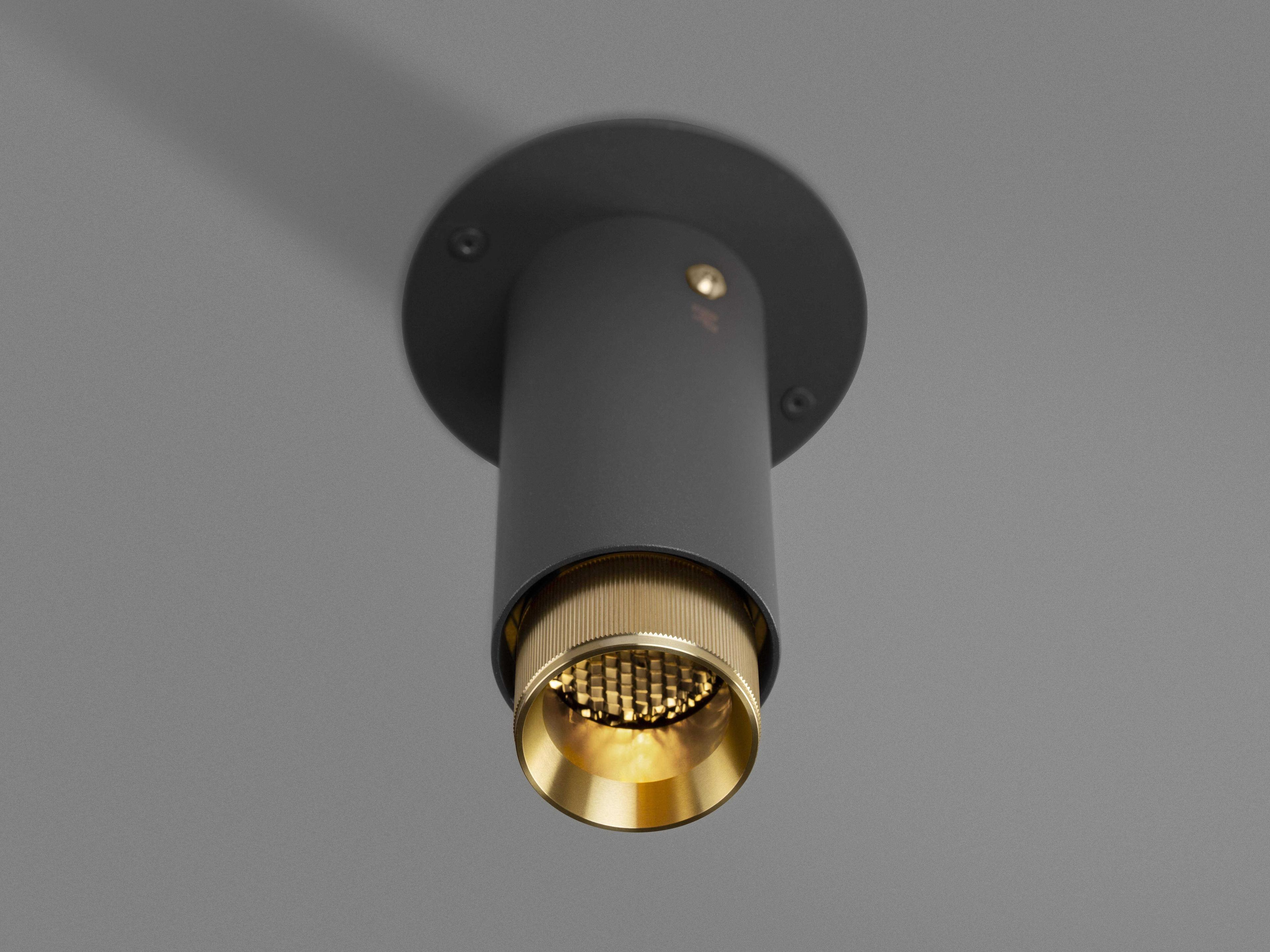 Buster + Punch Exhaust 1-Light Brass Black Cylinder Flush Mount