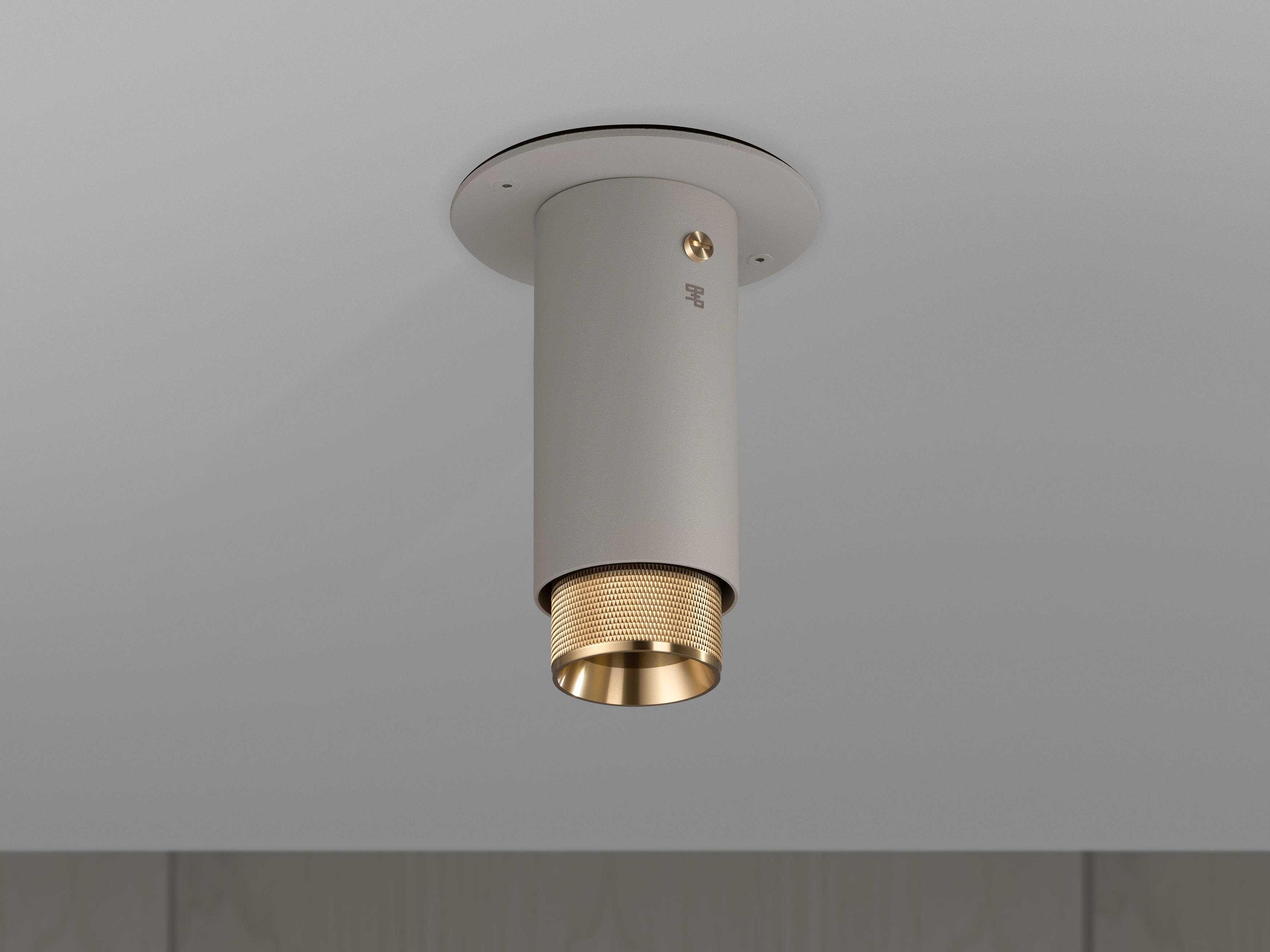 Buster + Punch Exhaust 1-Light Brass Gray Cylinder Flush Mount