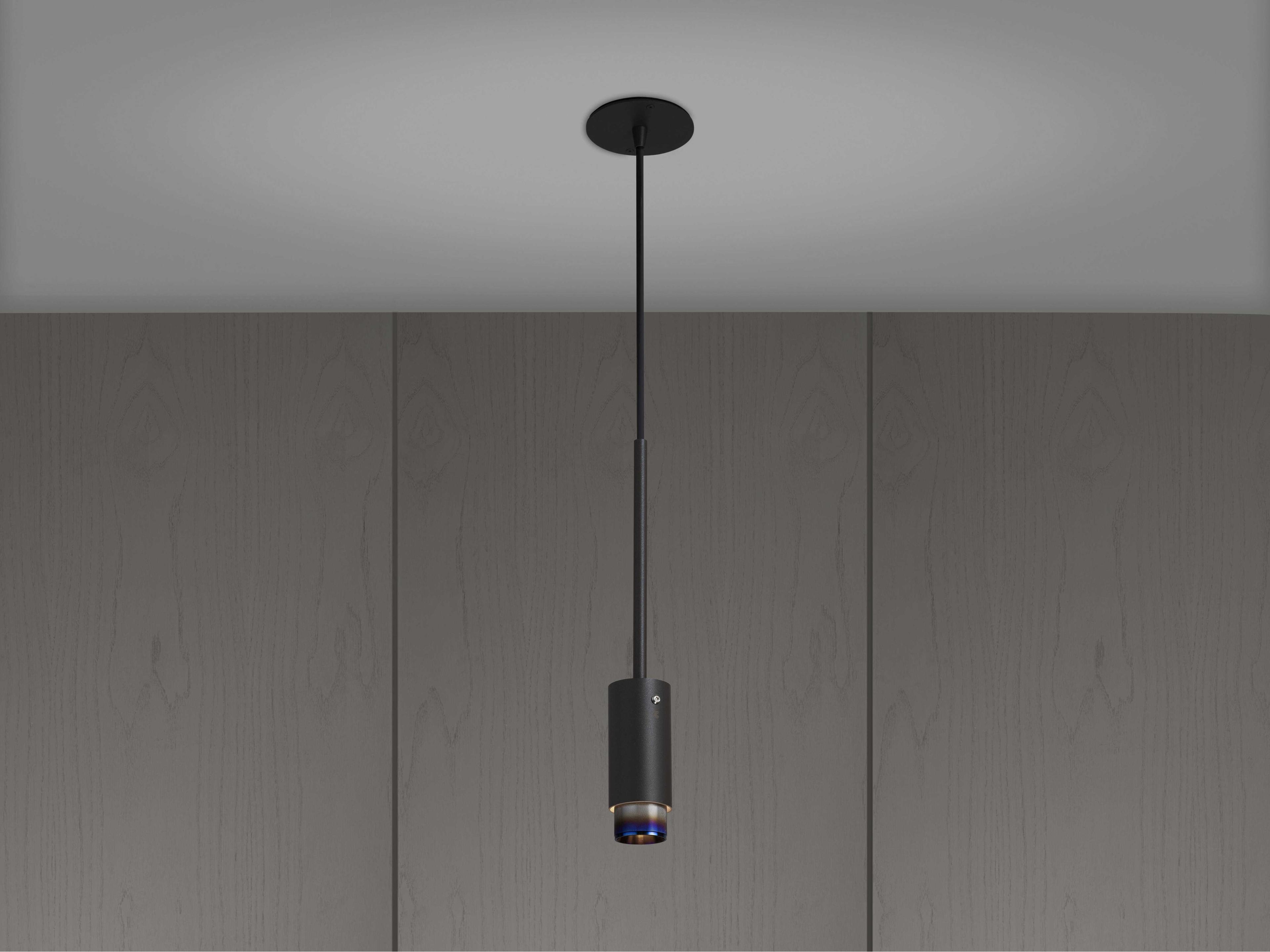 Buster + Punch Exhaust 1-Light Burnt Steel Black Cylinder Mini Pendant