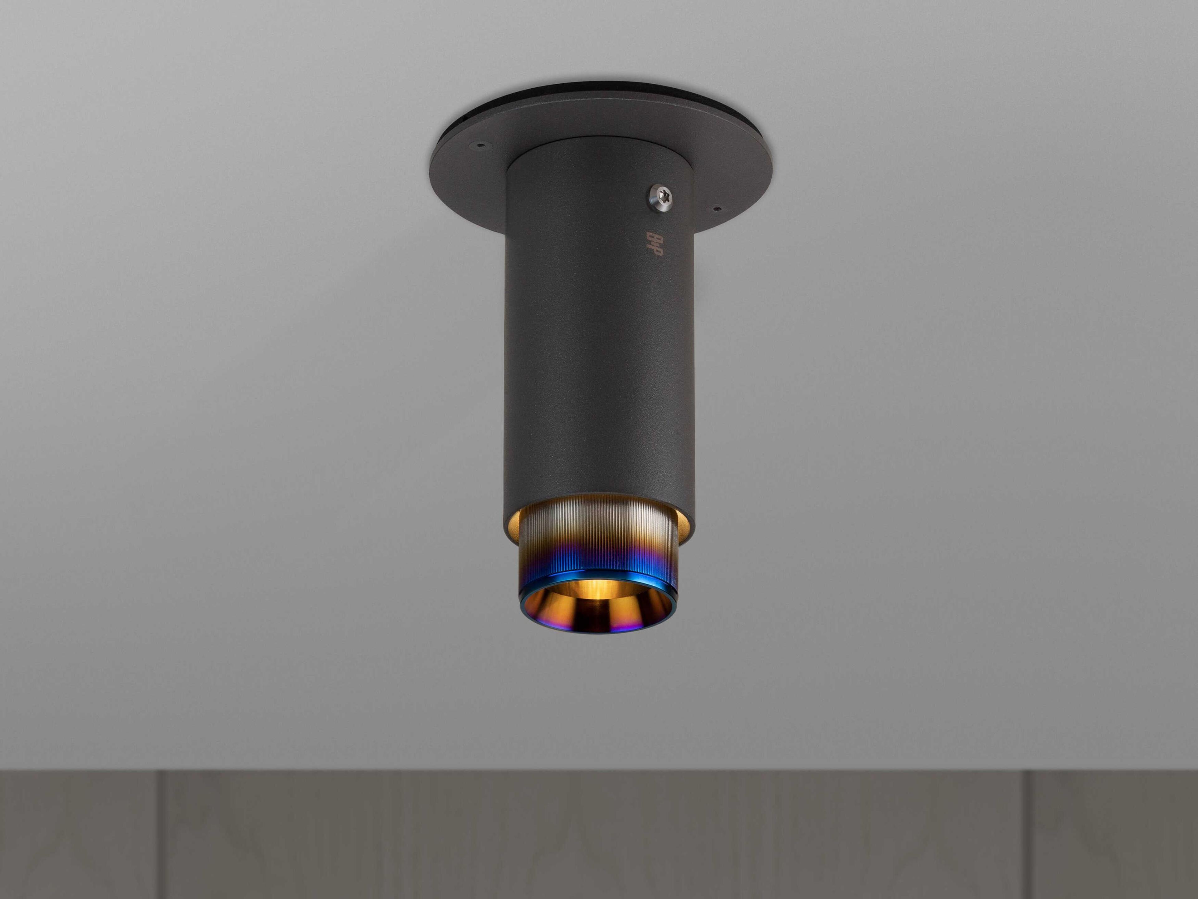 Buster + Punch Exhaust 1-Light Burnt Steel Black Cylinder Flush Mount