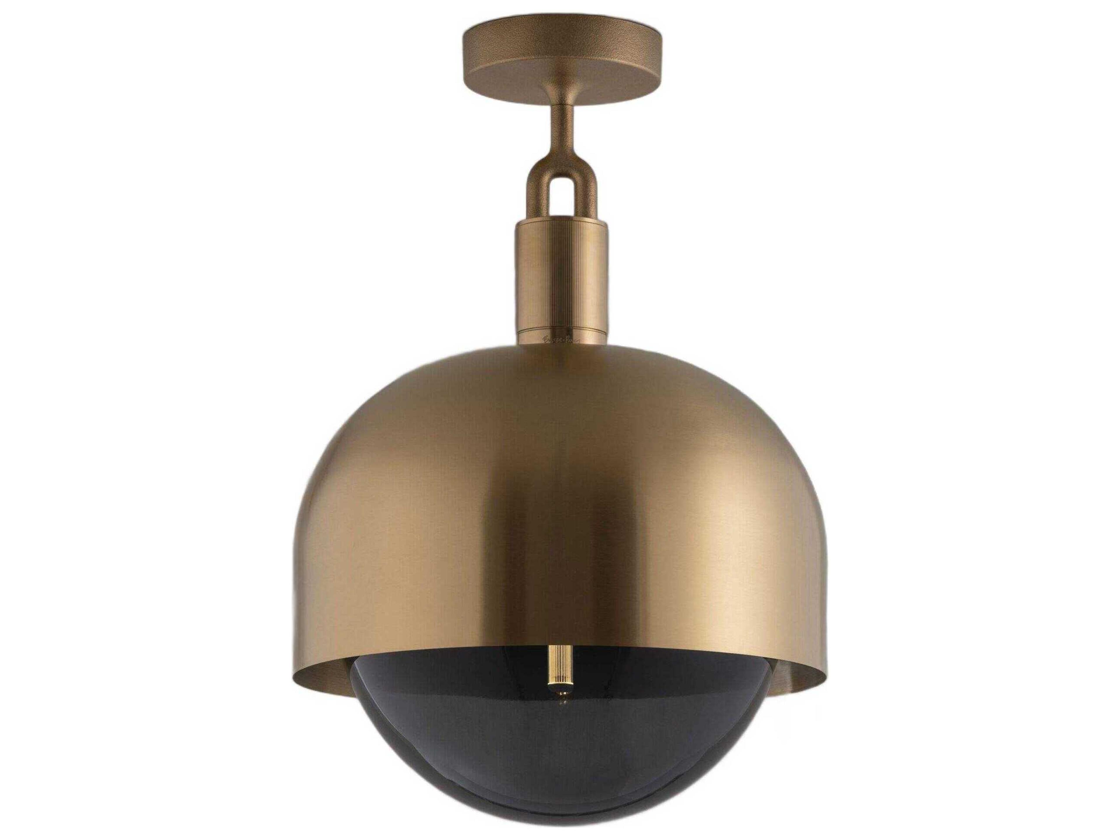 Forked 1-Light Brass Semi Flush Mount
