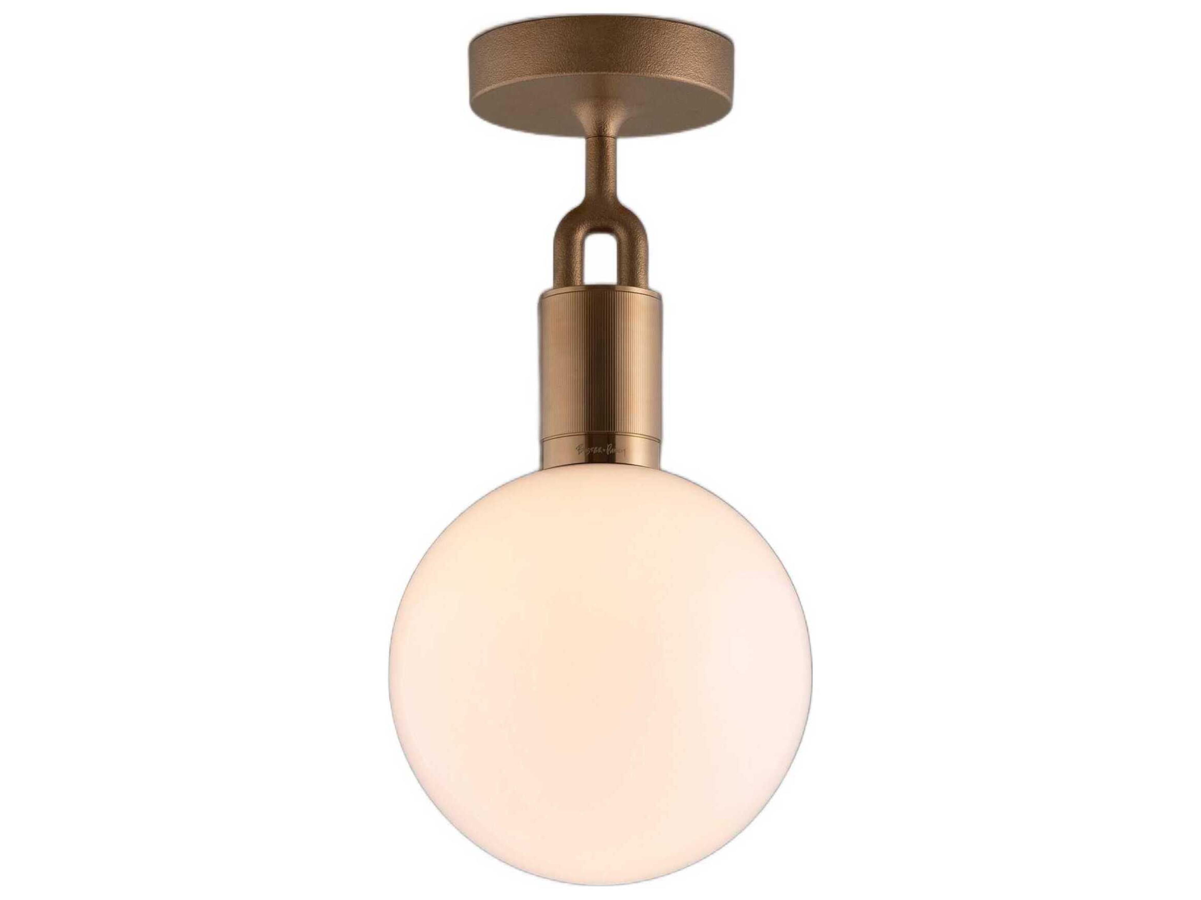 Forked 1-Light Brass Globe Semi Flush Mount