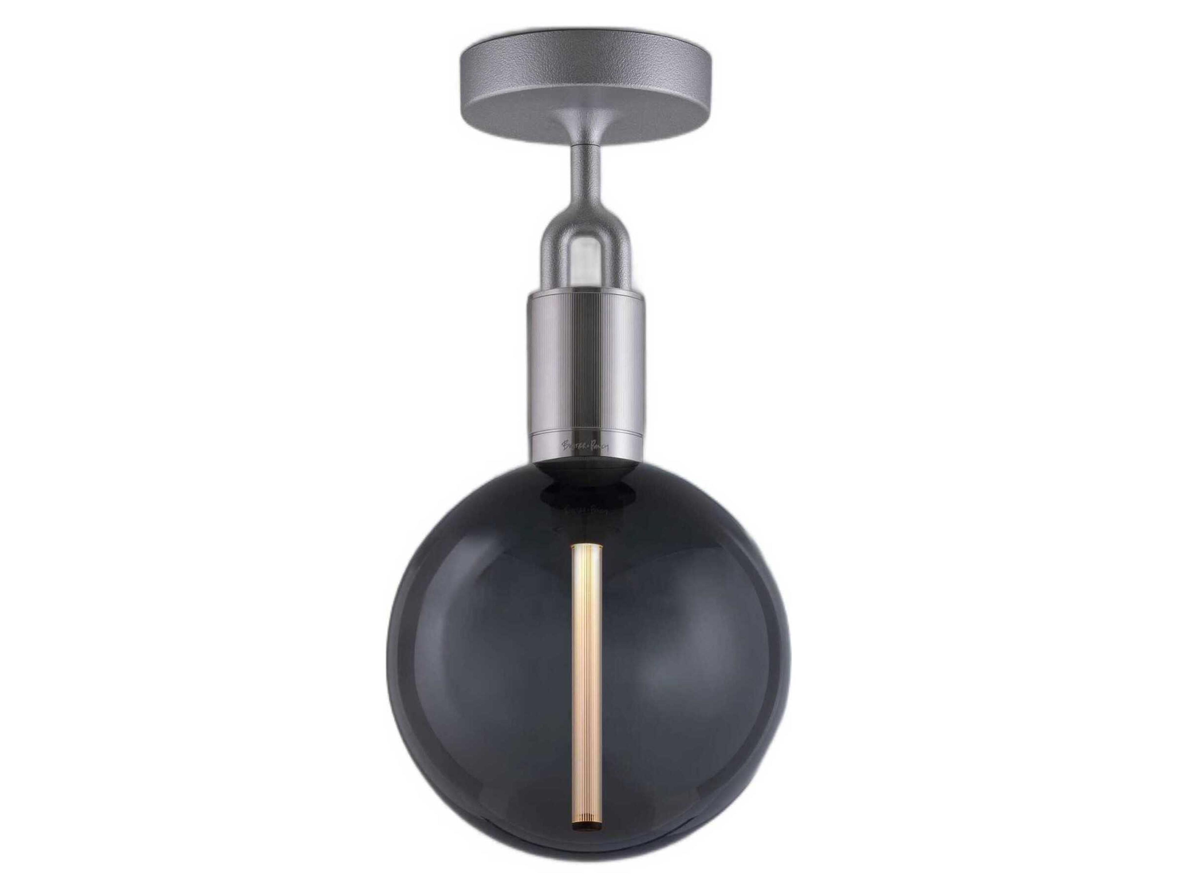 Forked 1-Light Steel Globe Semi Flush Mount