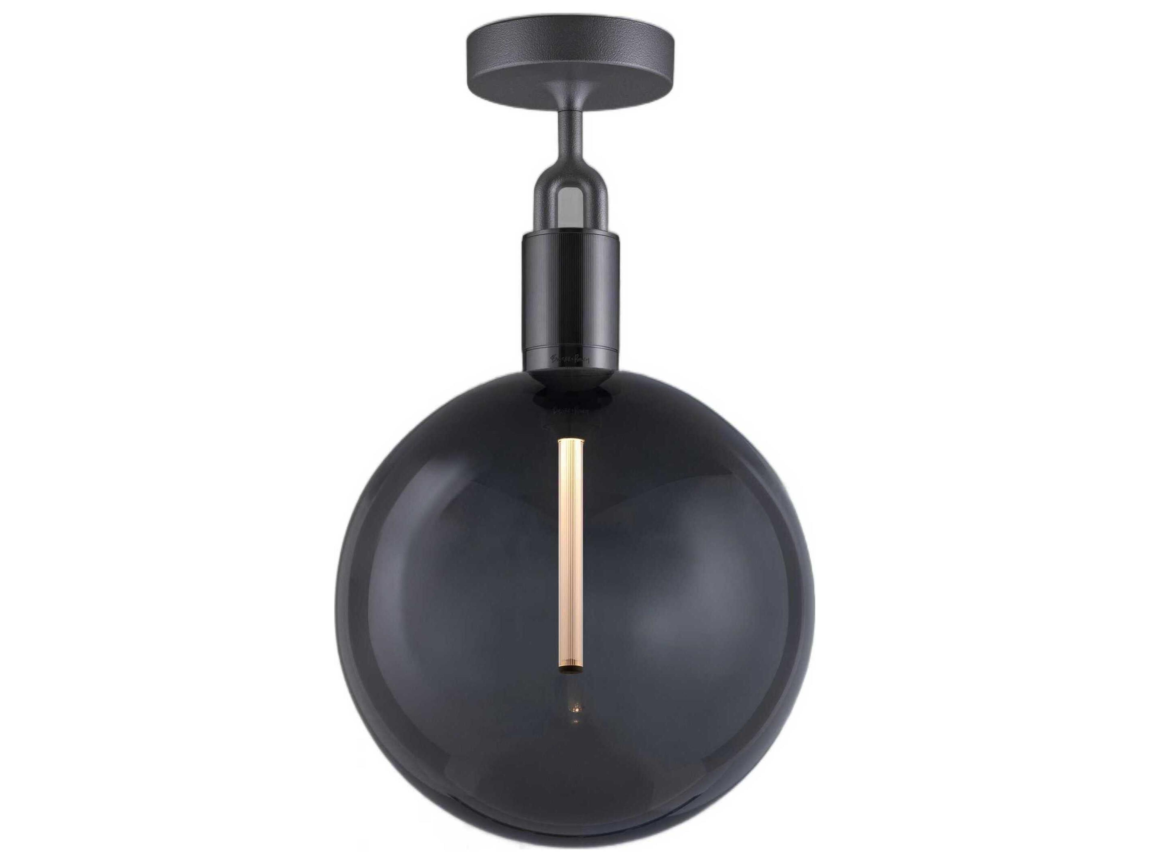 Forked 1-Light Gun Metal Gunmetal Globe Semi Flush Mount