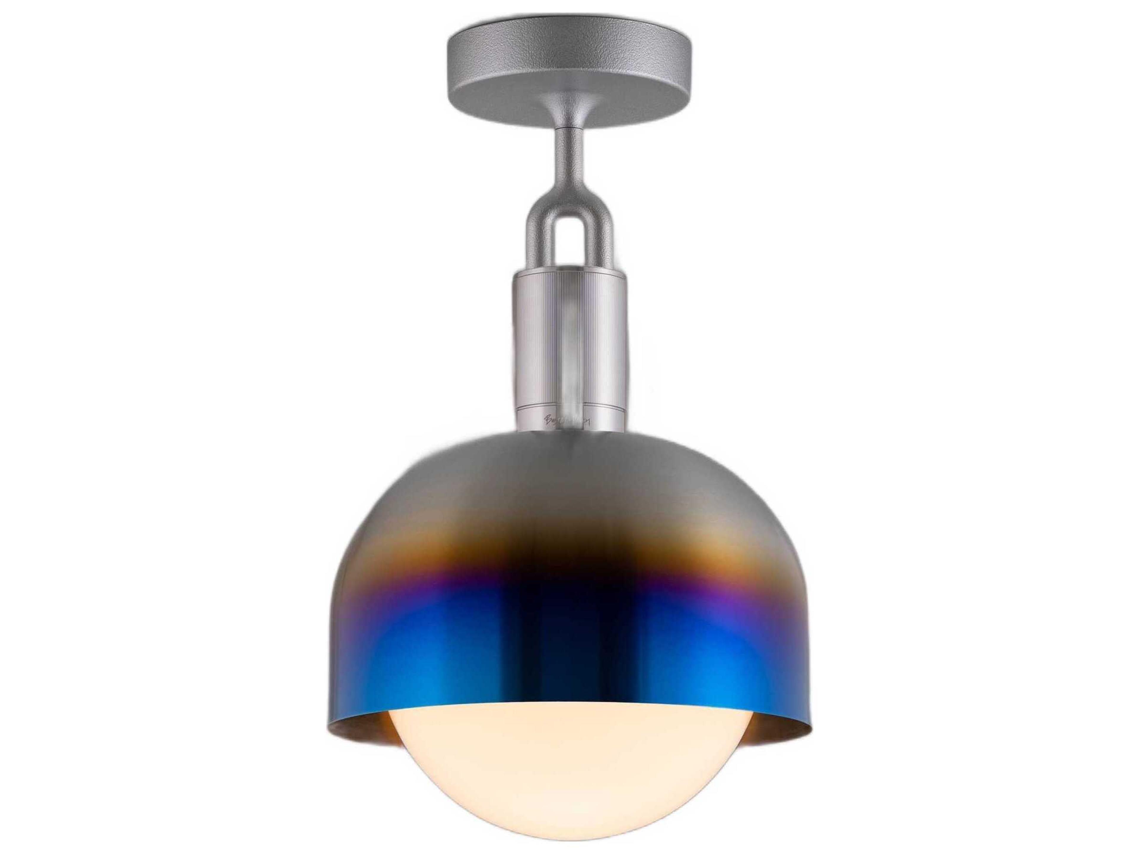 Forked 1-Light Burnt Steel Semi Flush Mount