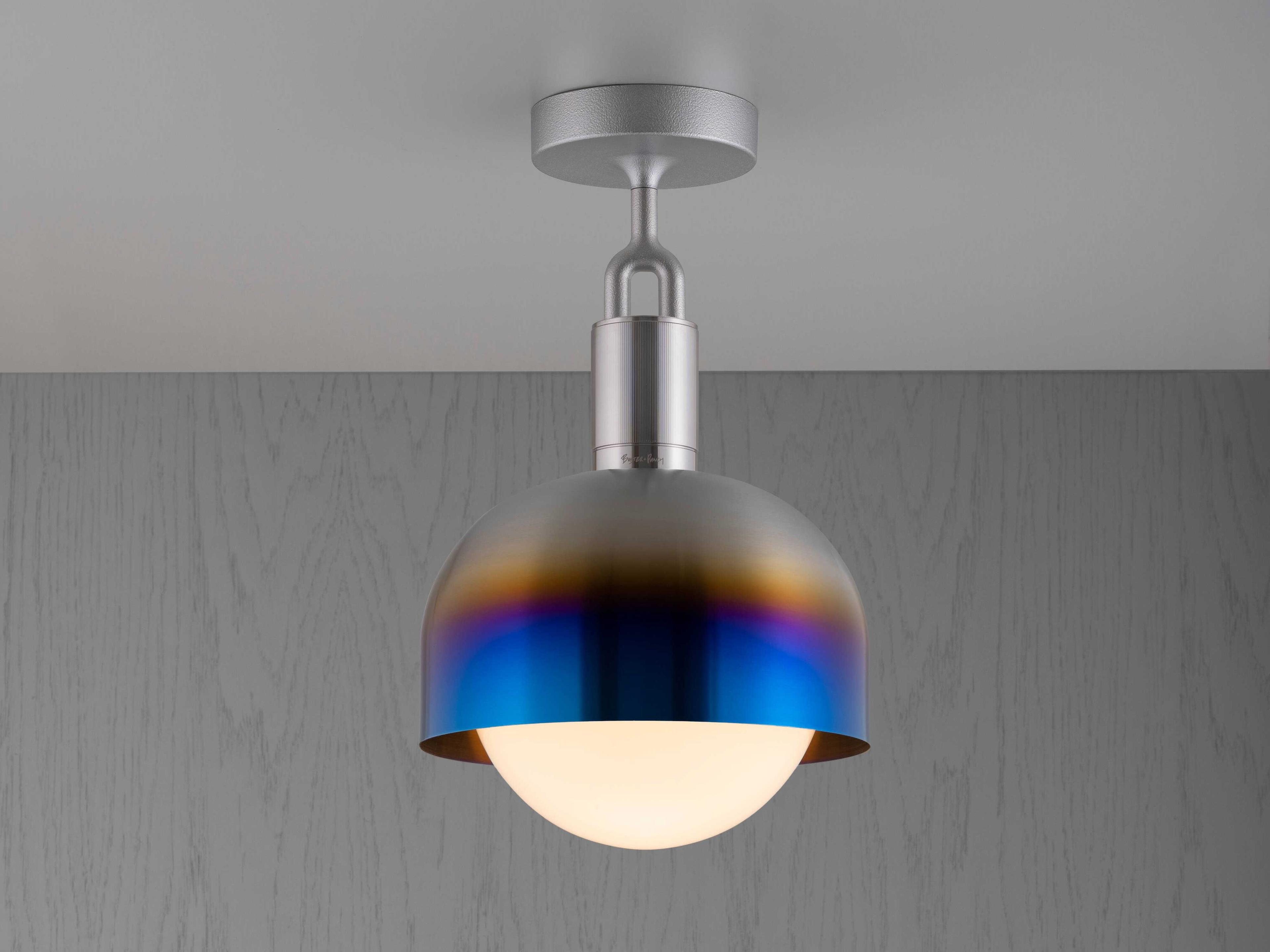 Buster + Punch Forked 1-Light Burnt Steel Semi Flush Mount