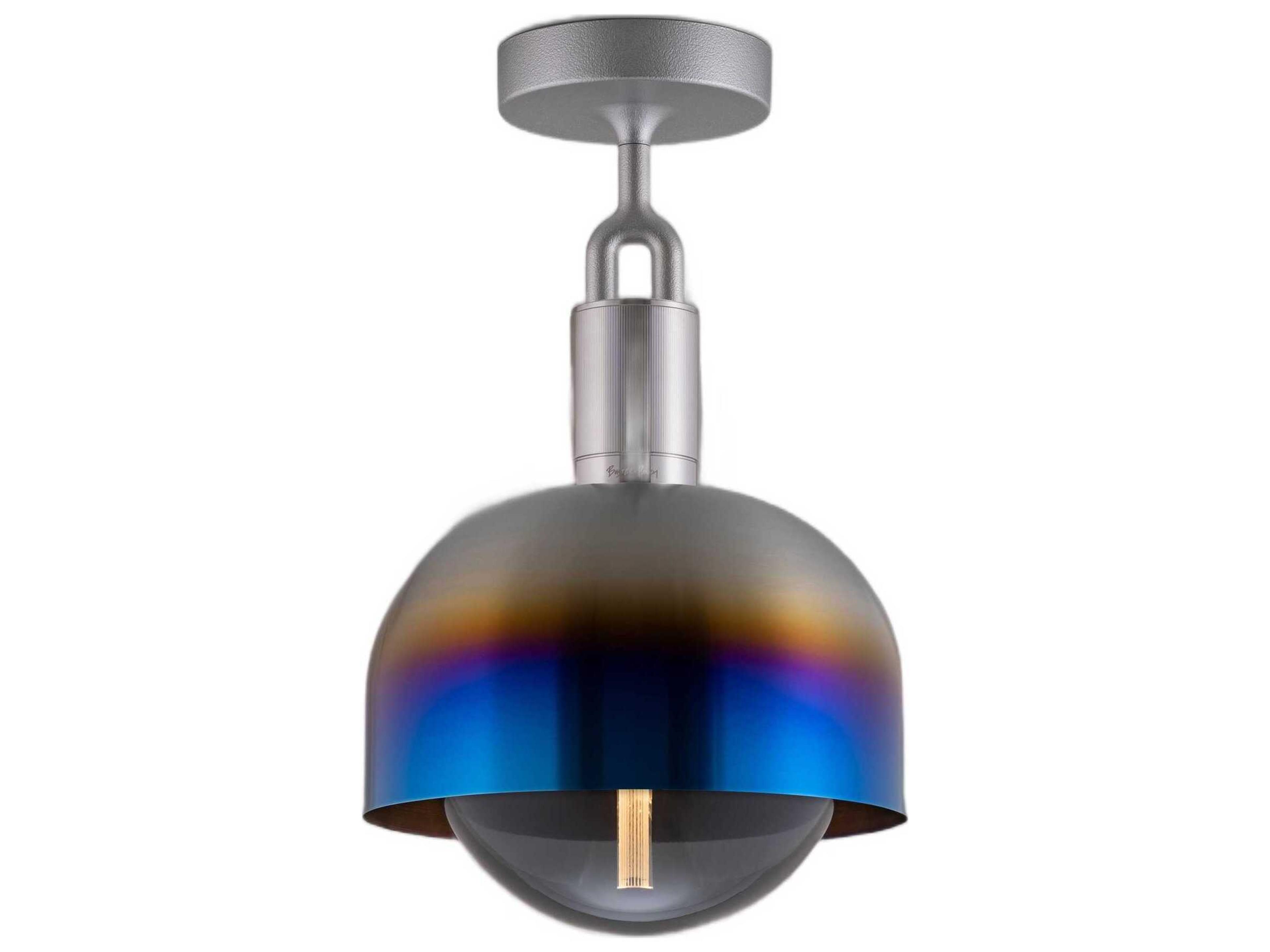 Forked 1-Light Burnt Steel Semi Flush Mount