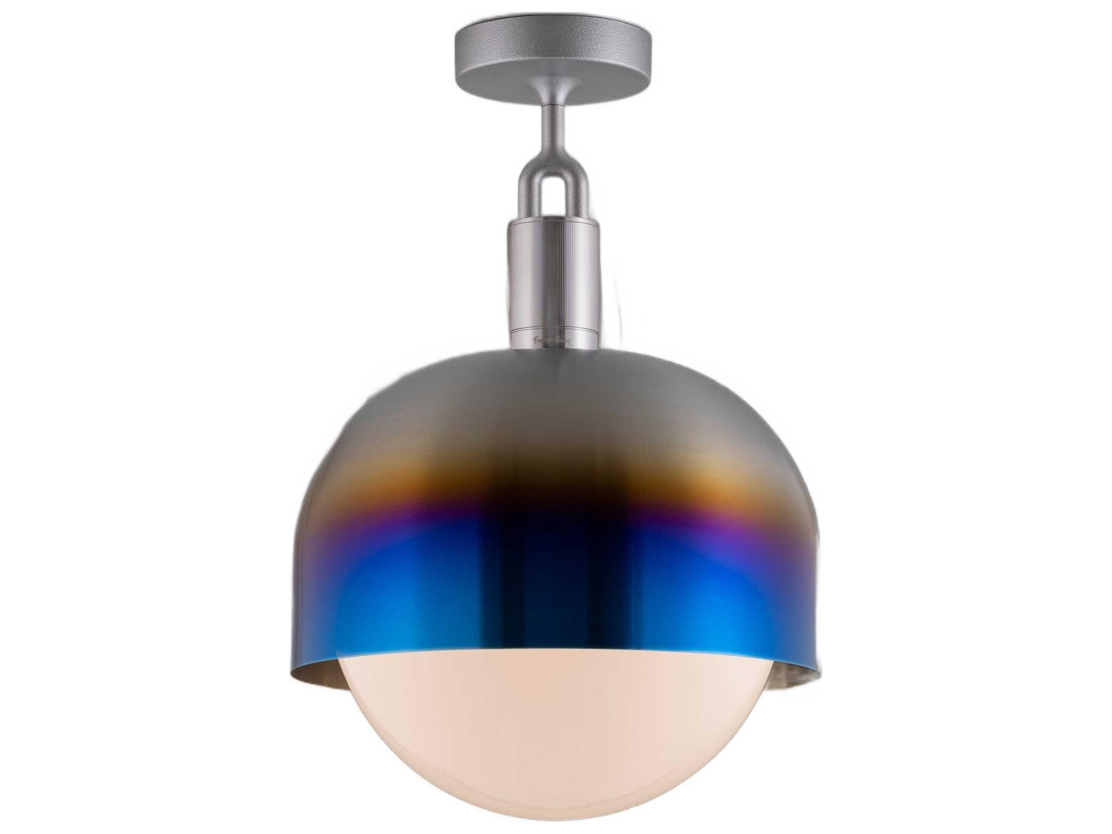Forked 1-Light Burnt Steel Semi Flush Mount