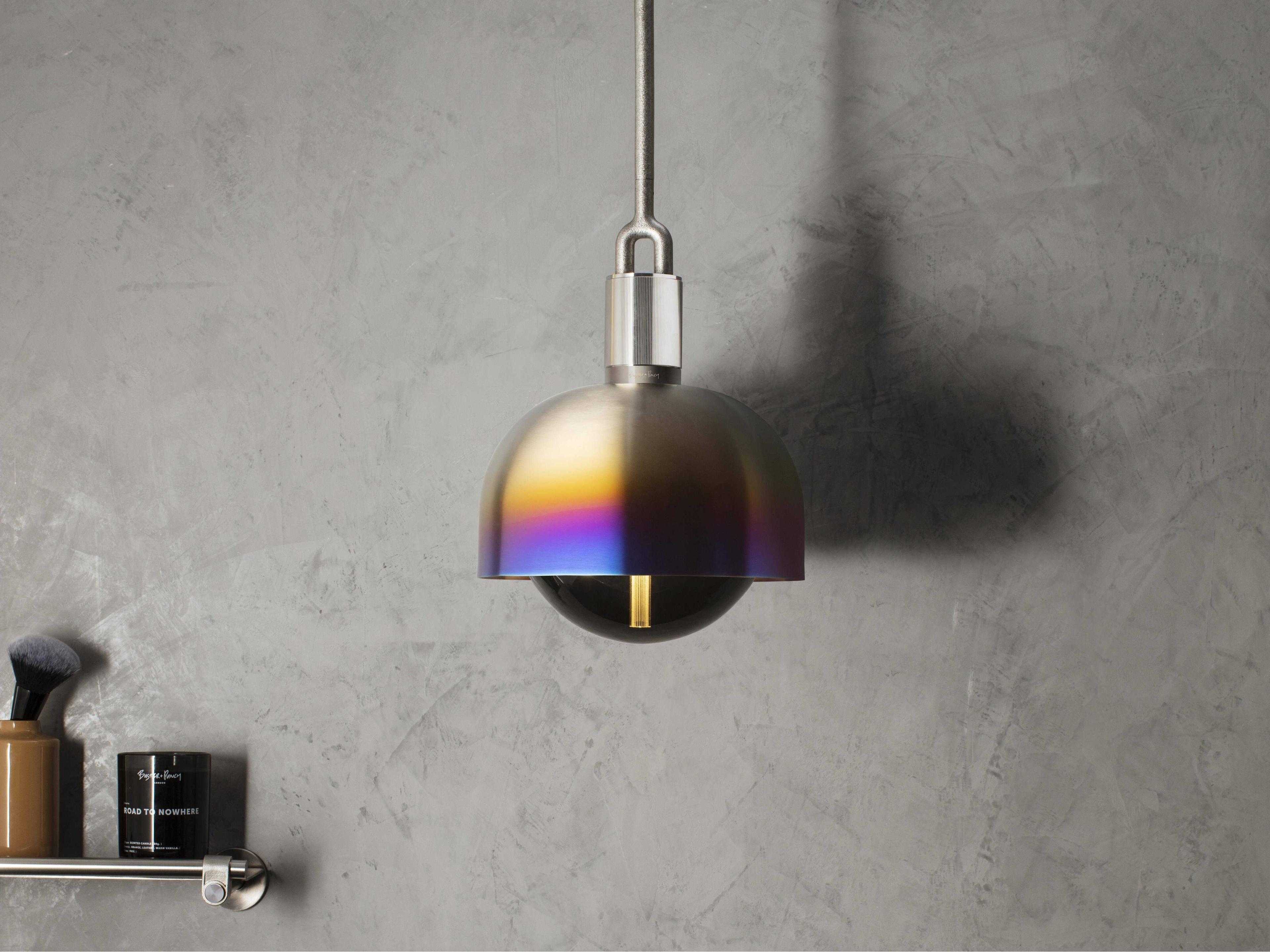 Buster + Punch Forked 1-Light Burnt Steel Mini Pendant