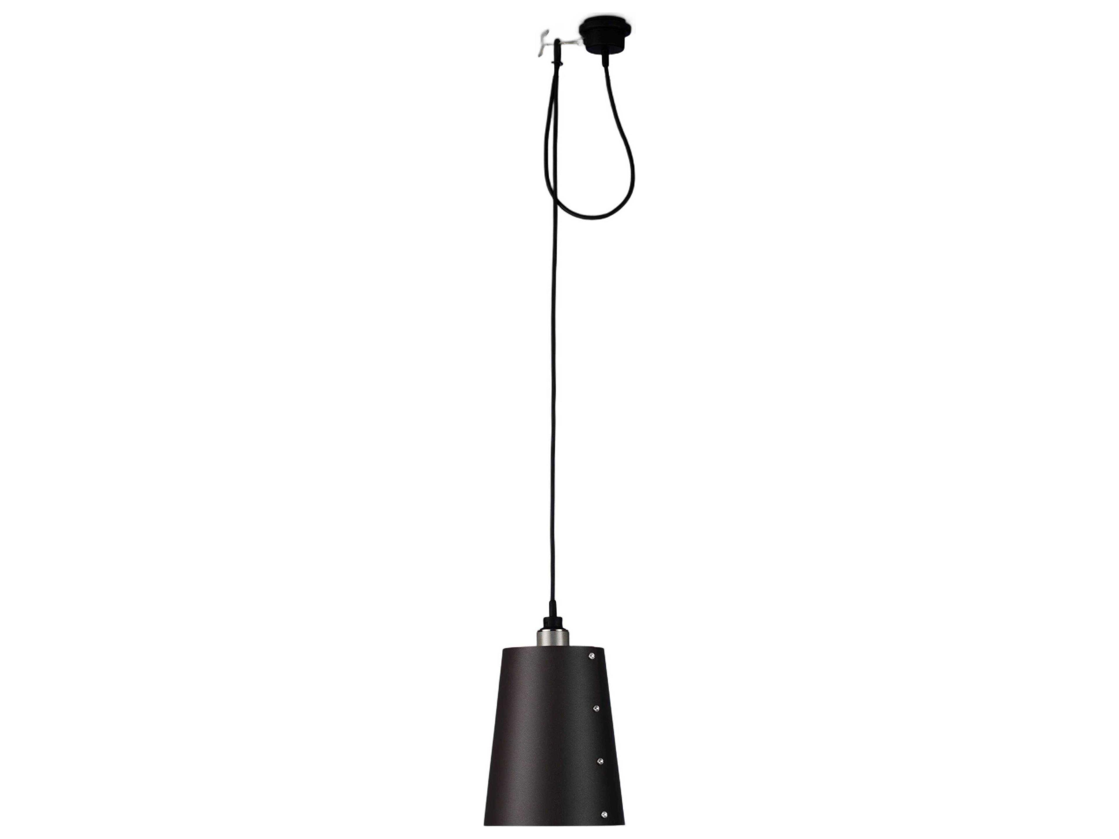 Hooked 1-Light Steel Black Mini Pendant