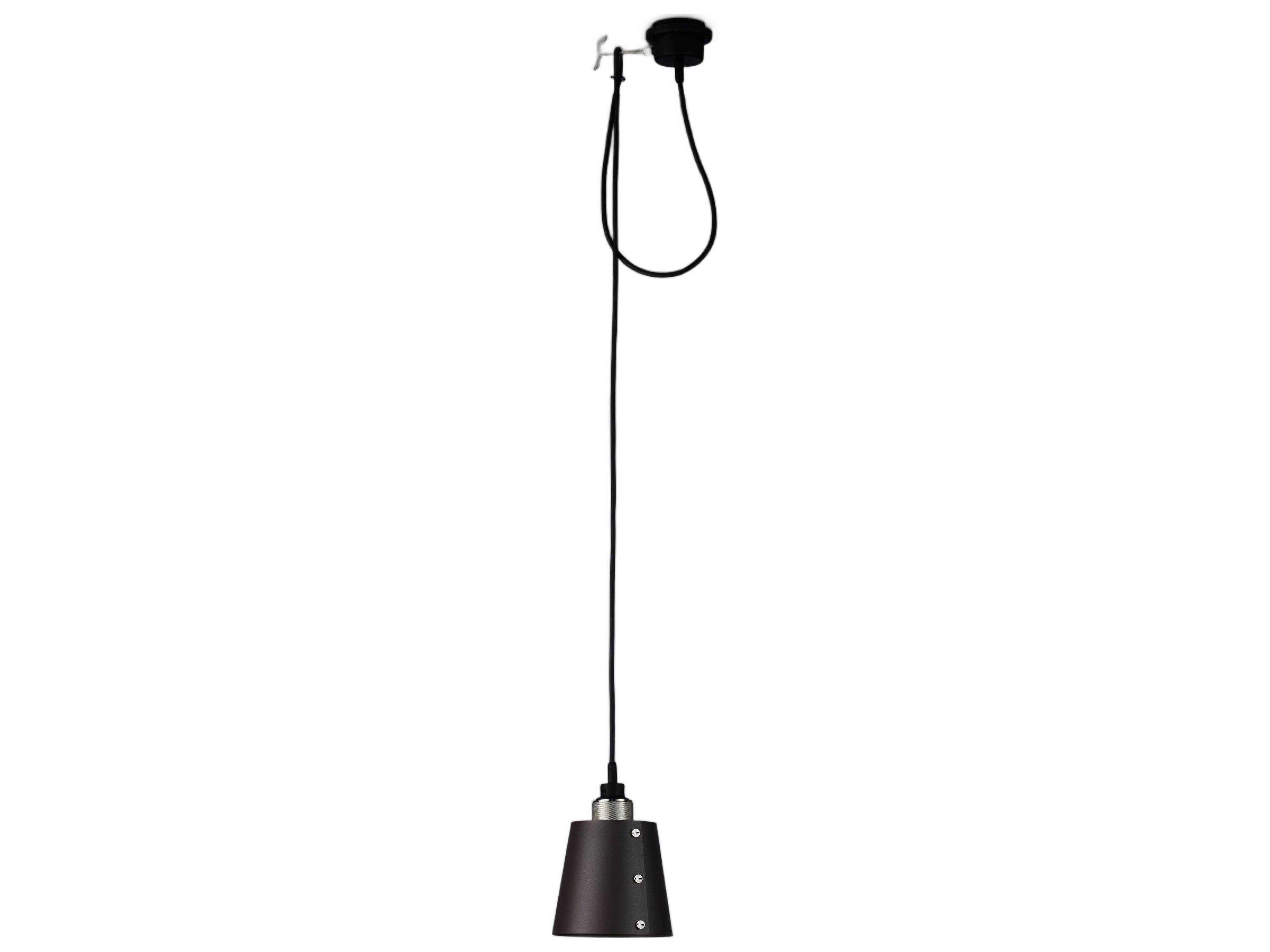 Hooked 1-Light Steel Black Mini Pendant