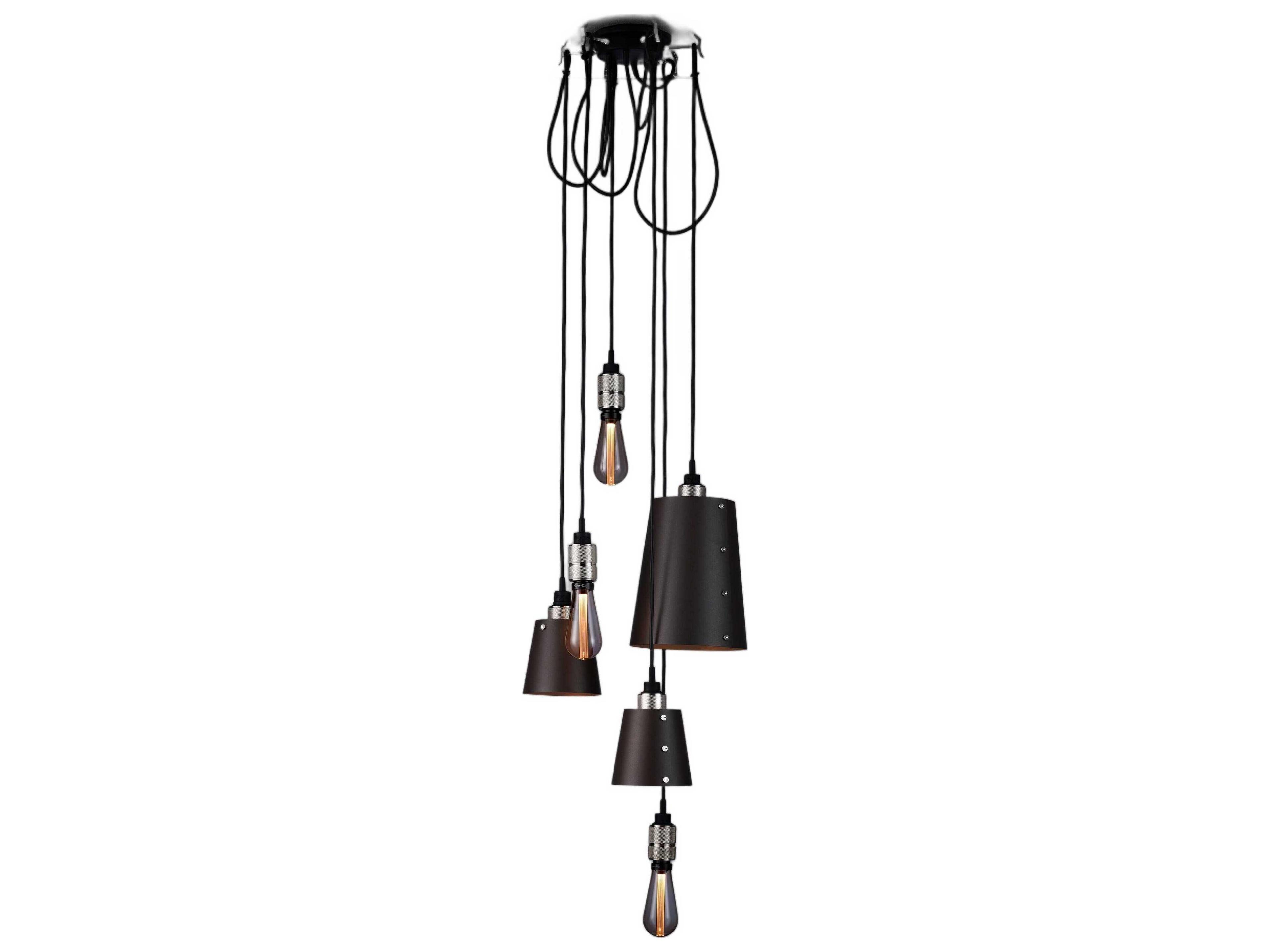 Hooked 6-Light Steel Black Mini Pendant