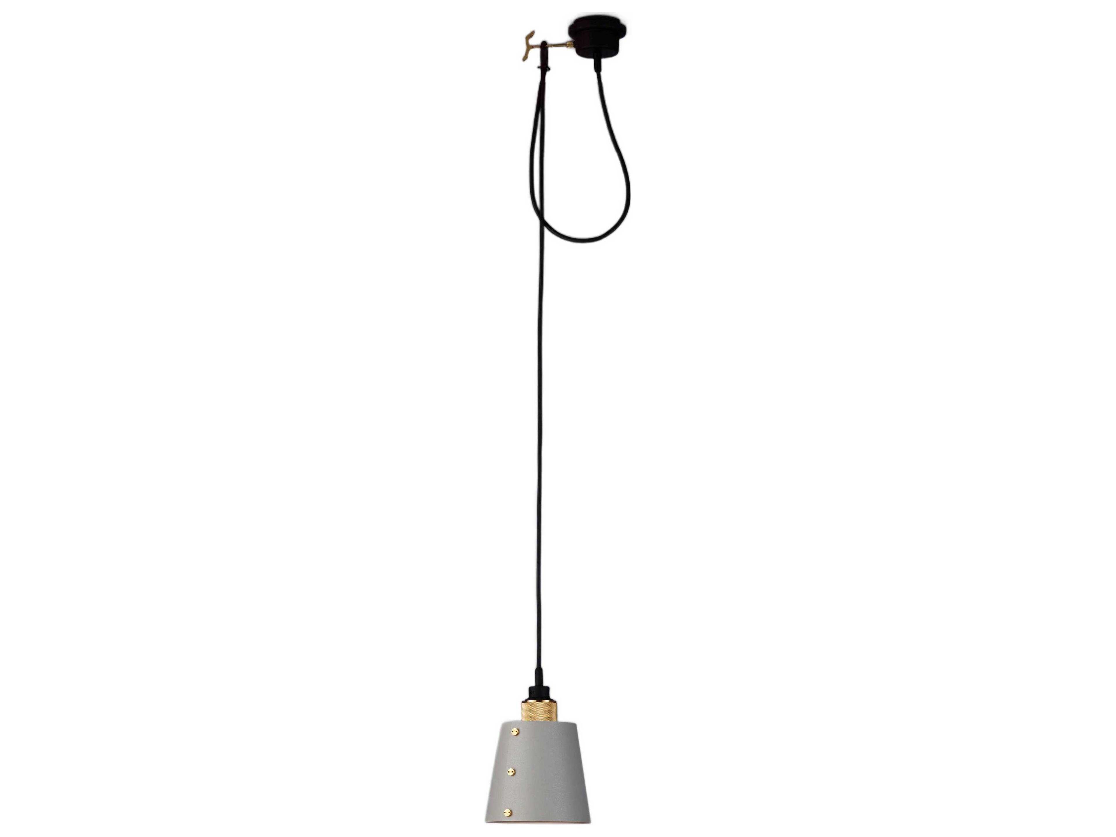 Hooked 1-Light Brass Gray Mini Pendant