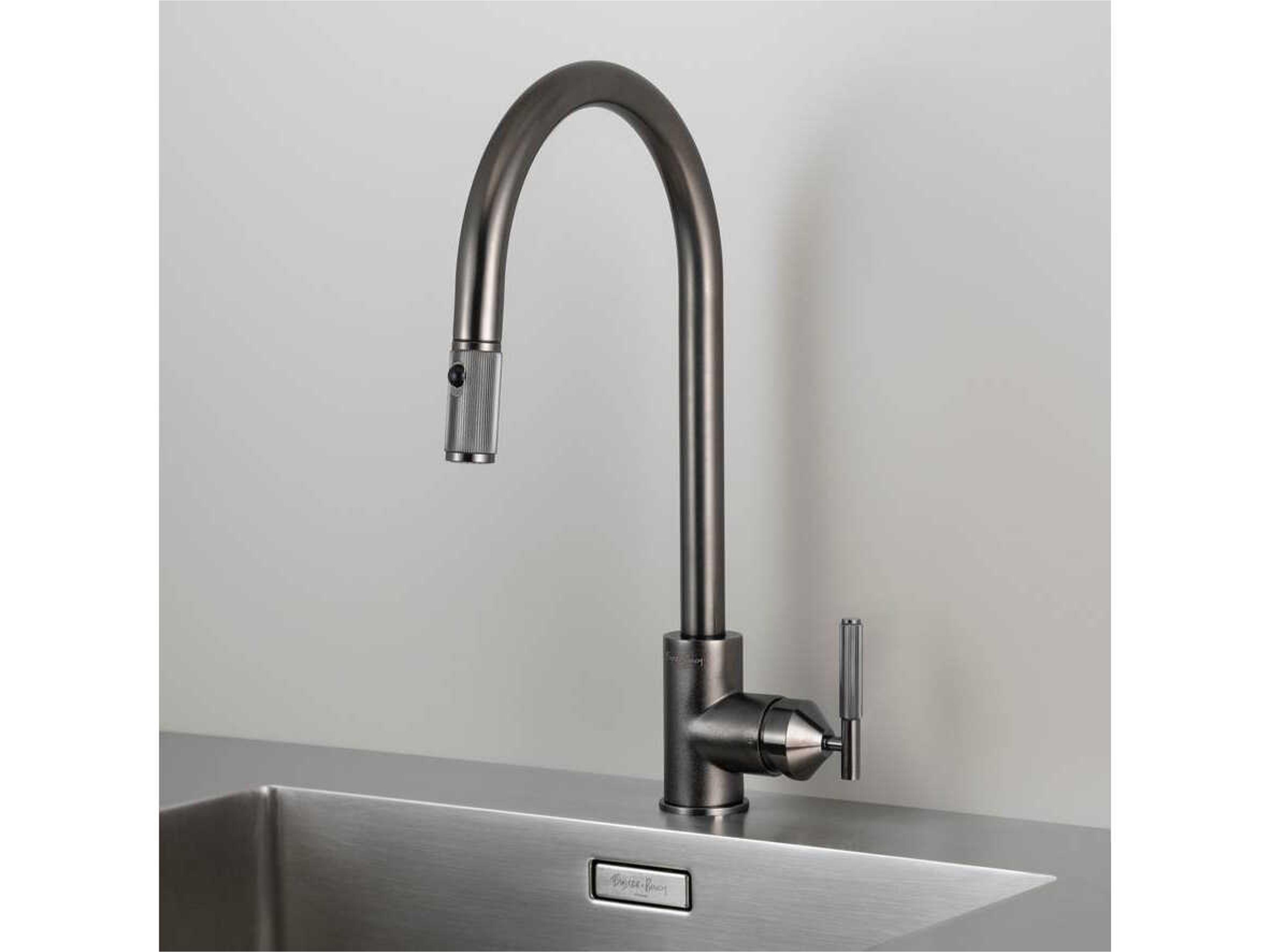 Buster + Punch Gun Metal Pull-Out Kitchen Faucet with Dual Spray