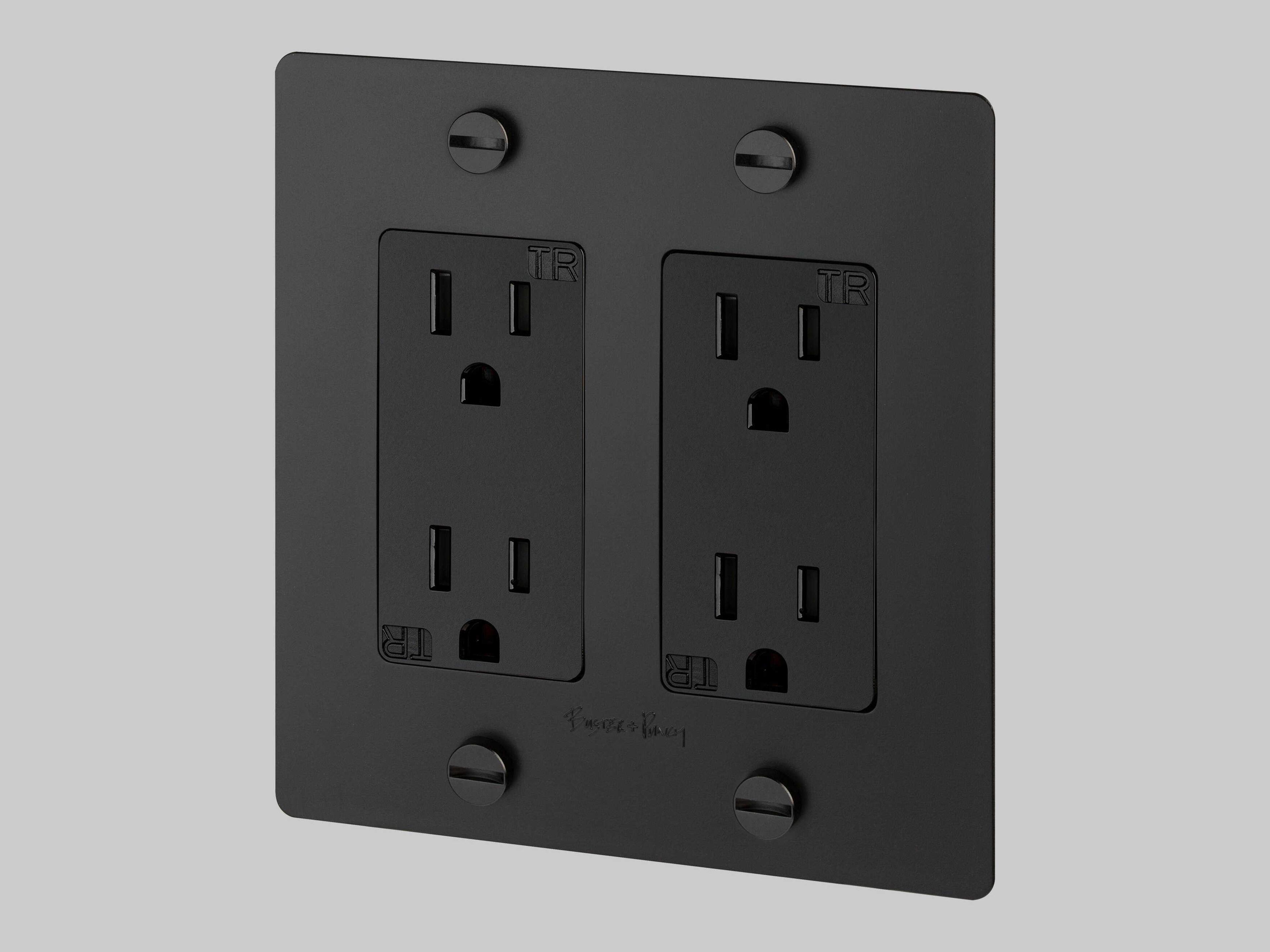 2G Black Cross Duplex Outlet