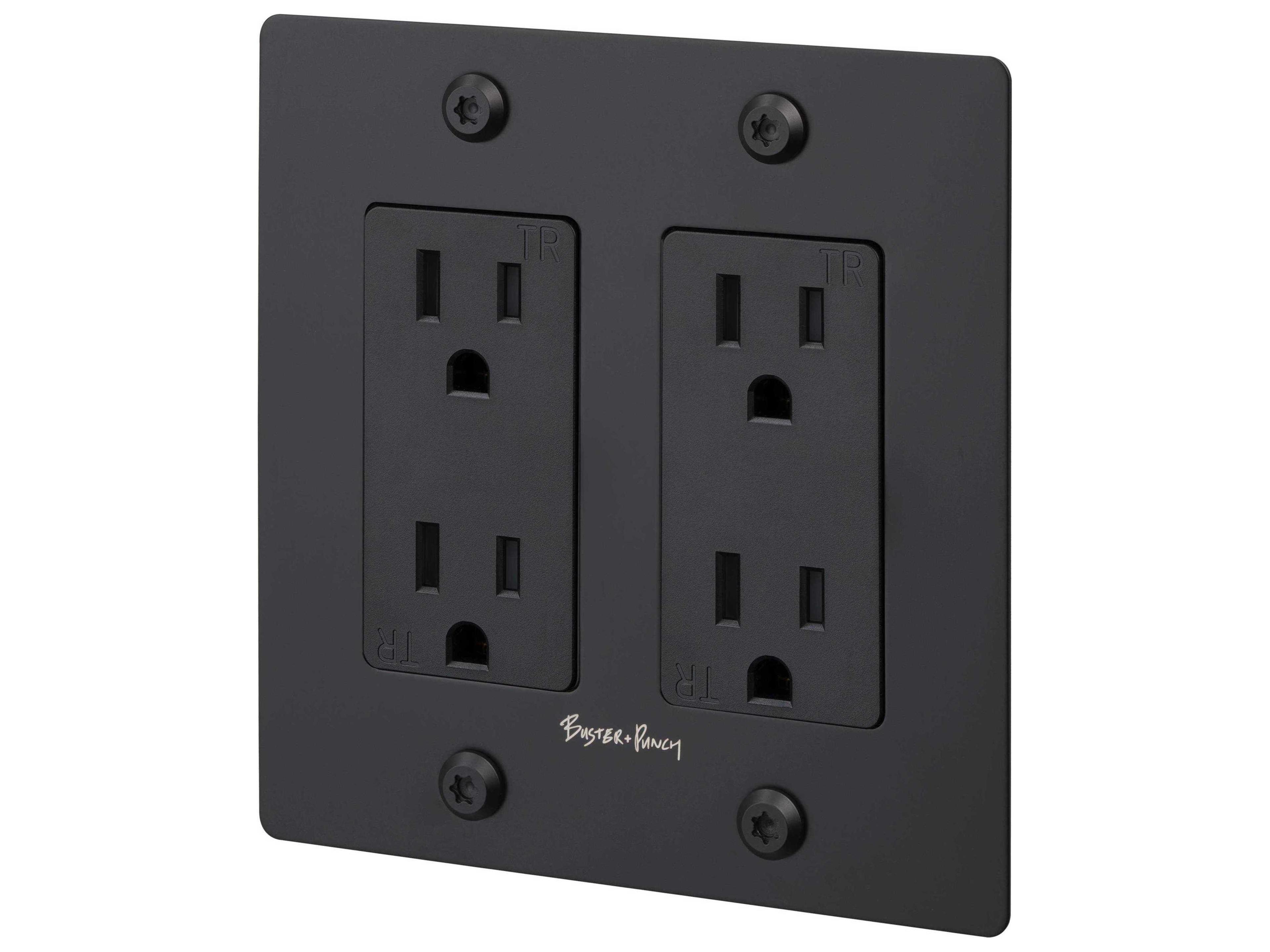 2G Black Linear Duplex Outlet