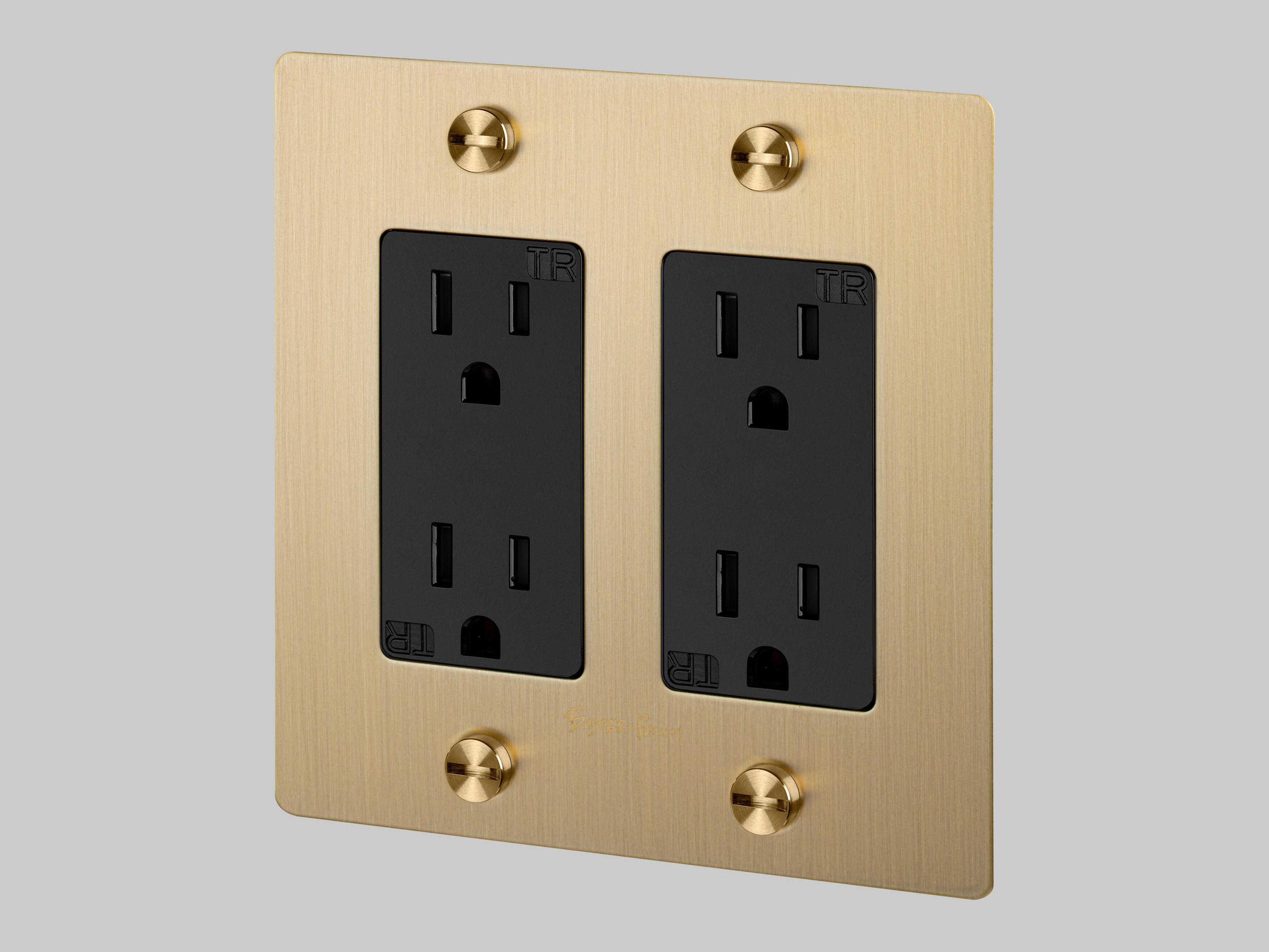 2G Brass Cross Duplex Outlet