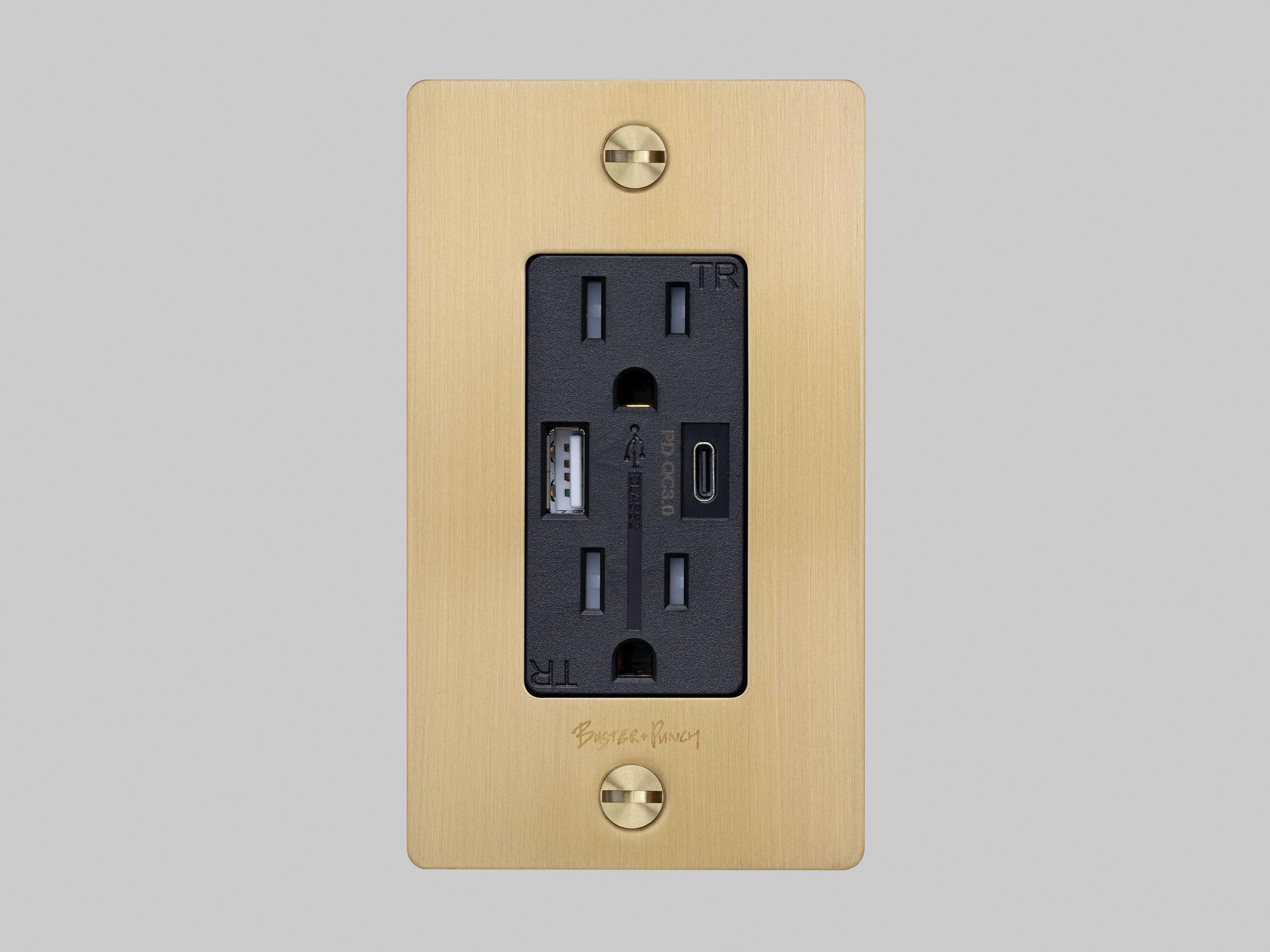 Buster + Punch 1G Brass Outlet with B+P Logo