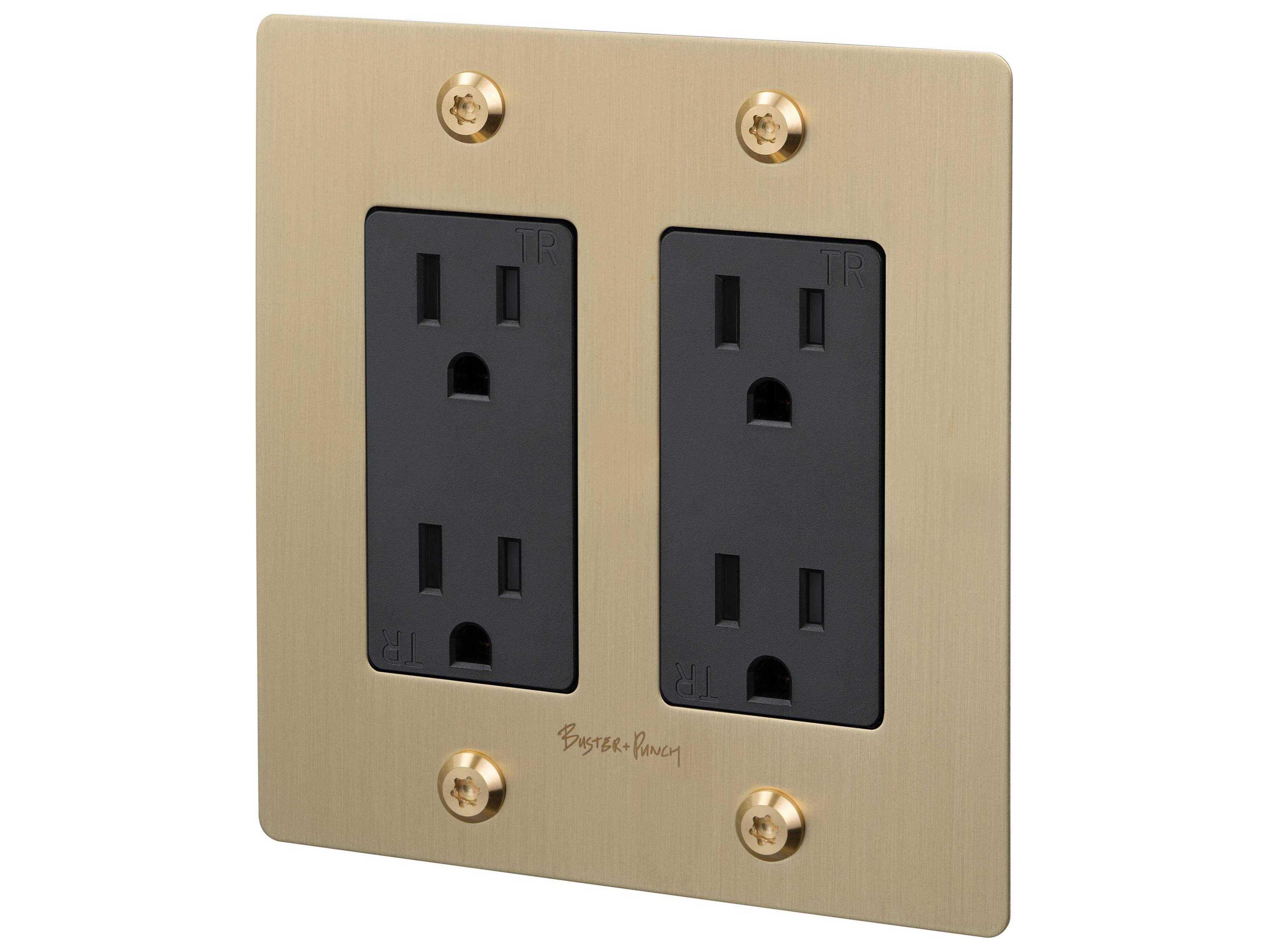 2G Brass Linear Duplex Outlet
