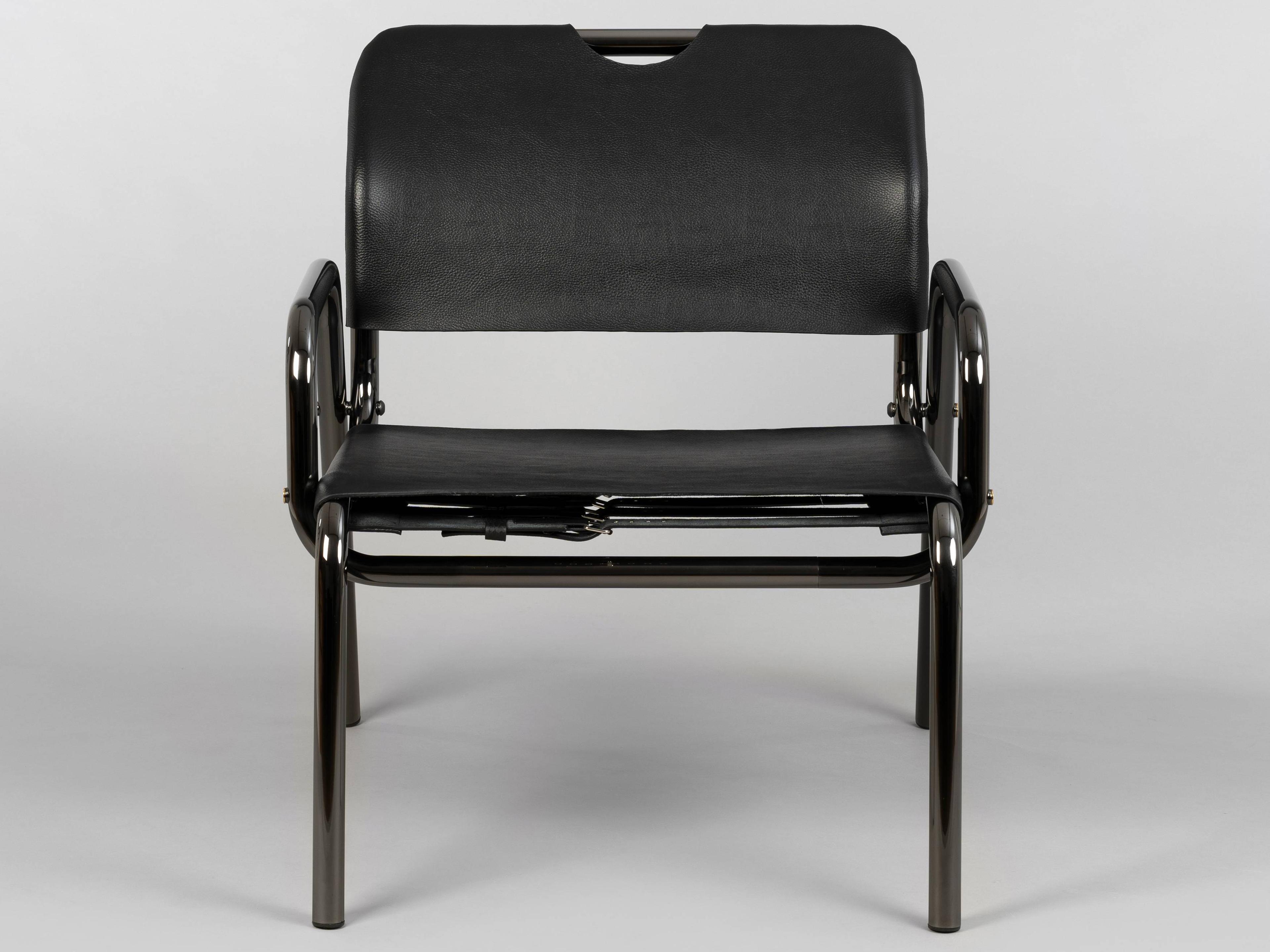 Buster + Punch Black Chrome Leather Accent Chair