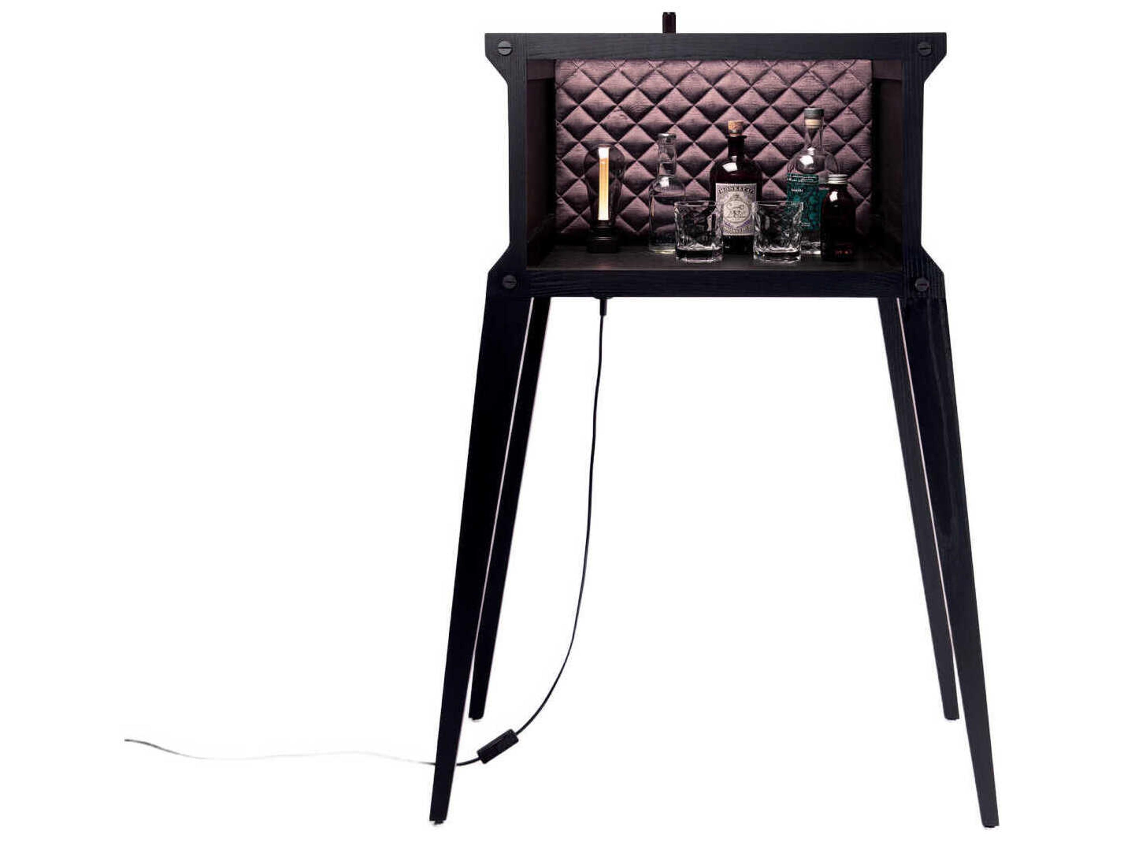 The Popstar Oak Wood Black Bar Cabinet