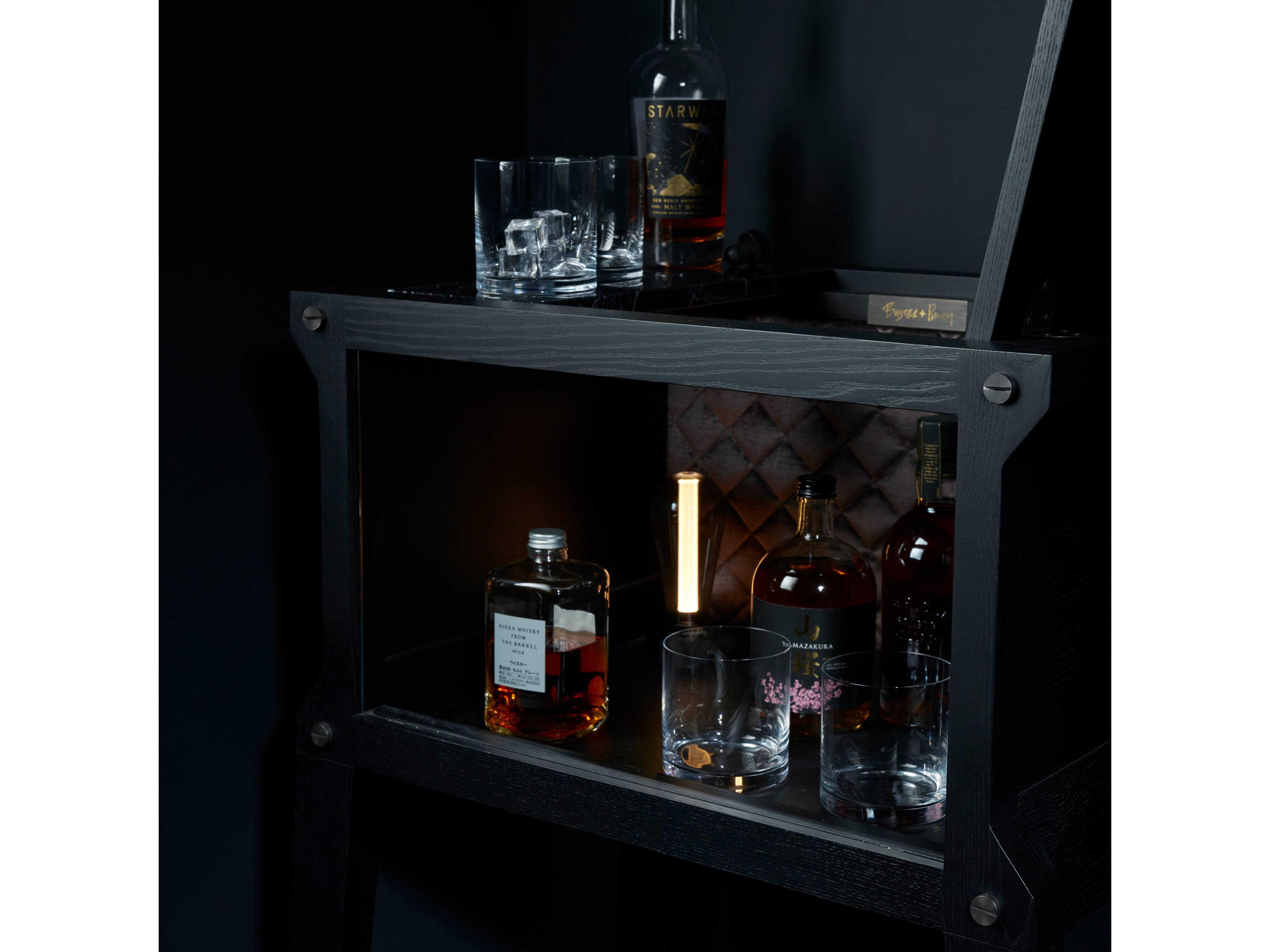 Buster + Punch The Popstar Oak Wood Black Bar Cabinet