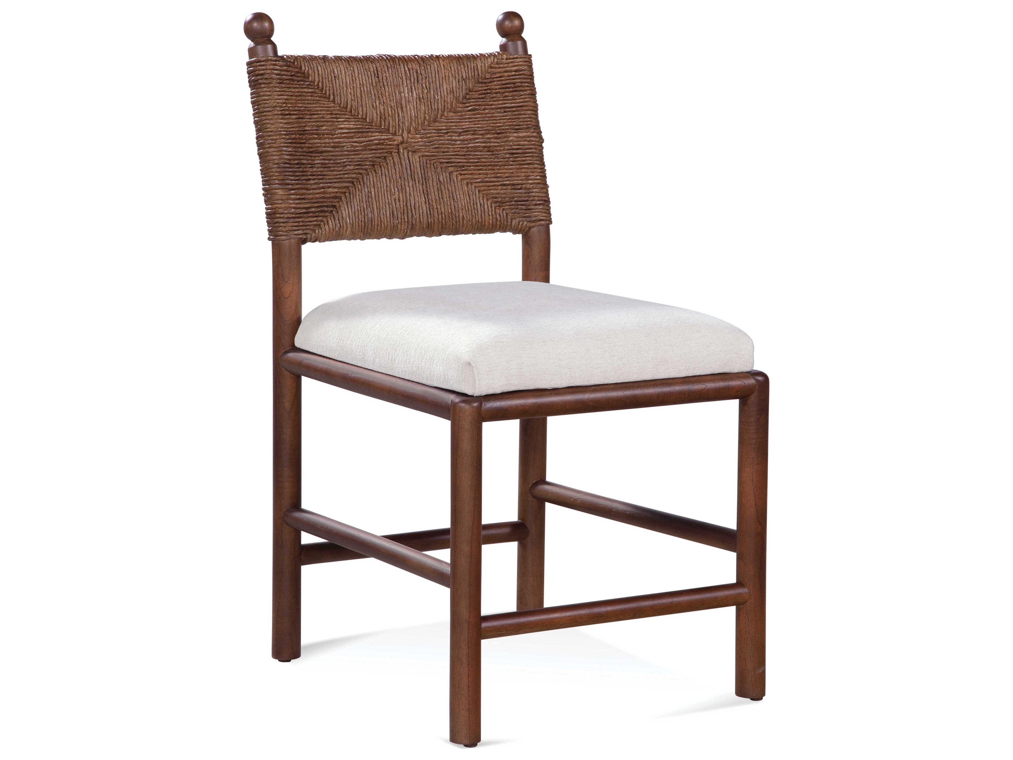 Dulce Solid Wood Brown Upholstered Armless Dining Chair