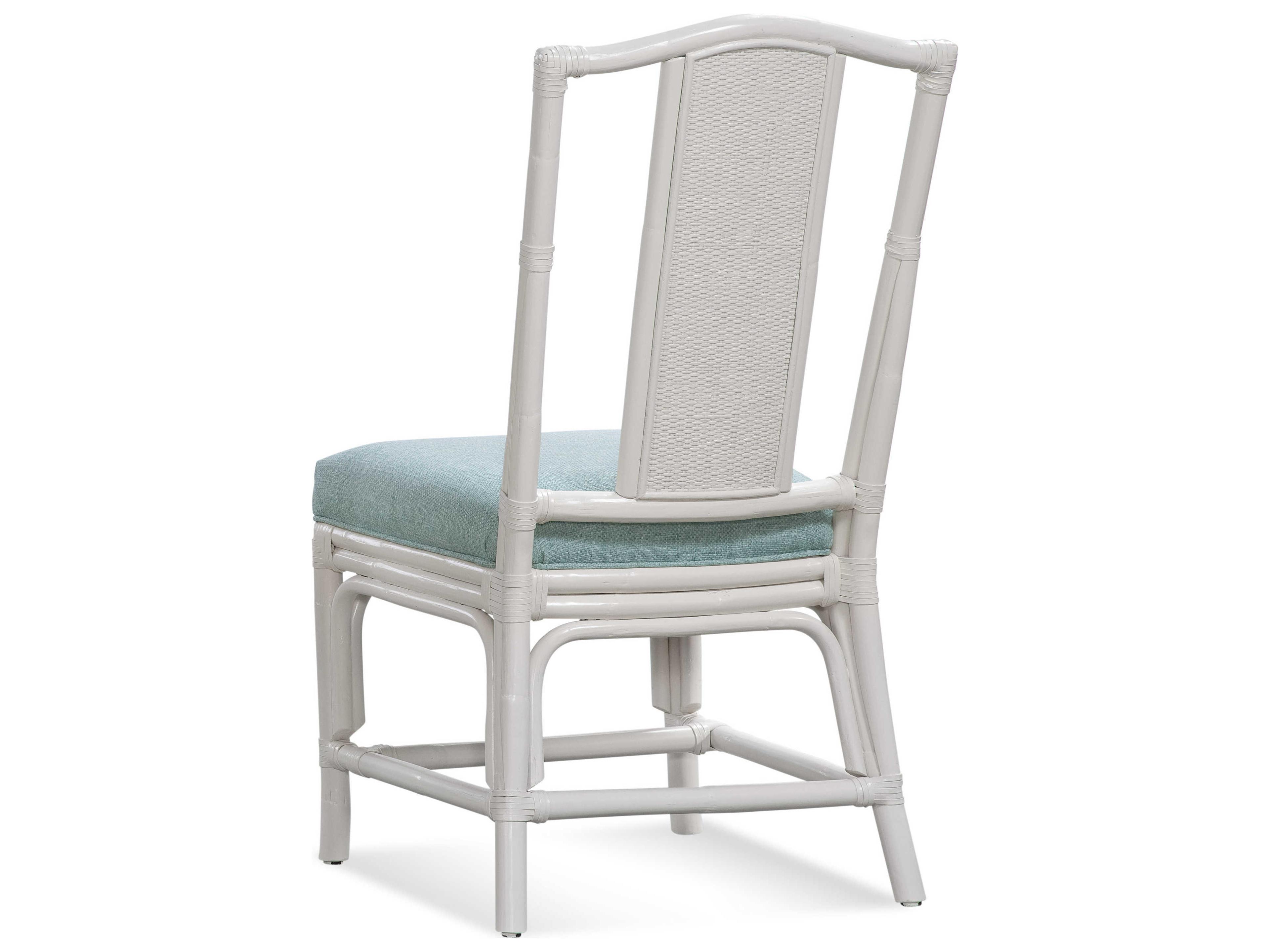 Drury Lane Rattan White Upholstered Side Dining Chair