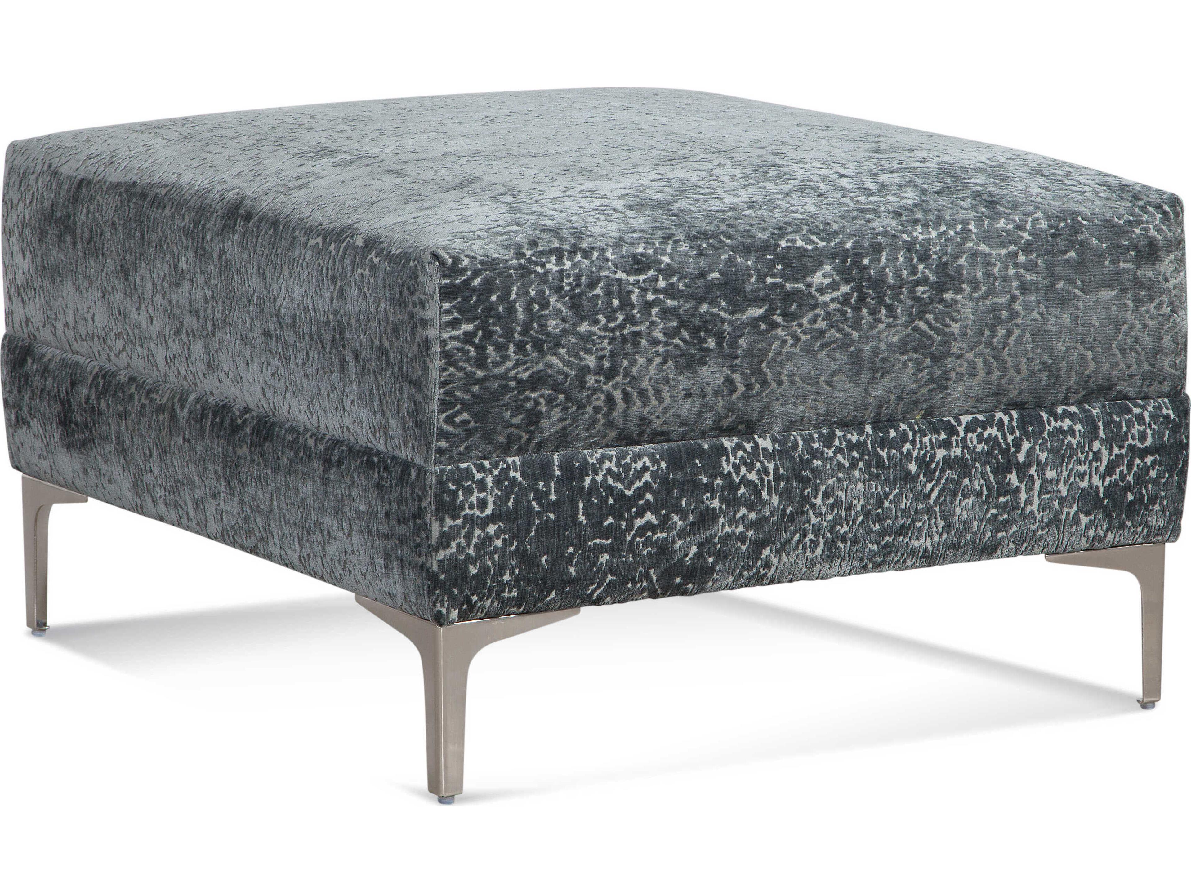 Alexa Satin Nickel Upholstered Ottoman