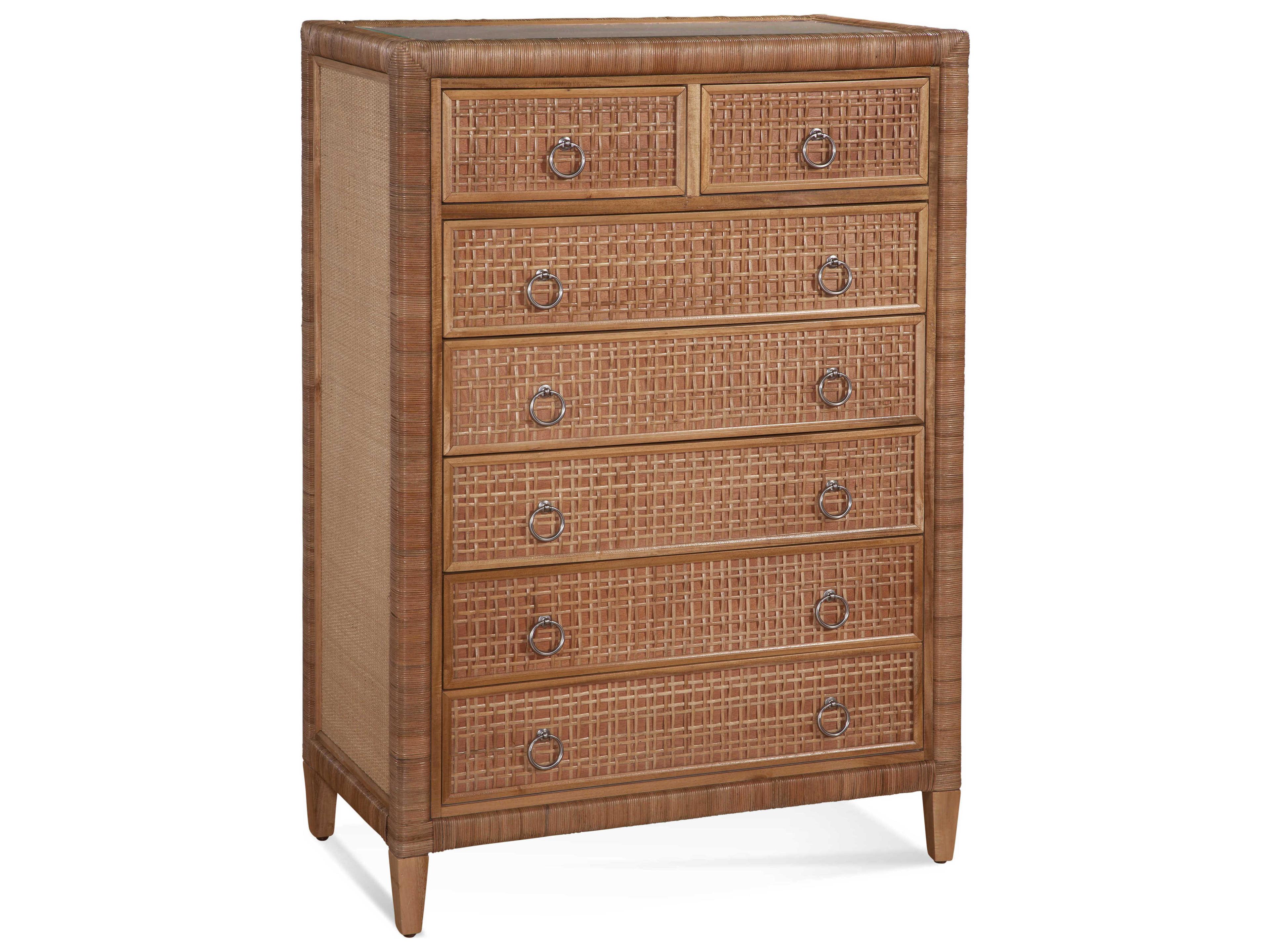 Naples 7-Drawers Brown Rattan Accent Chest