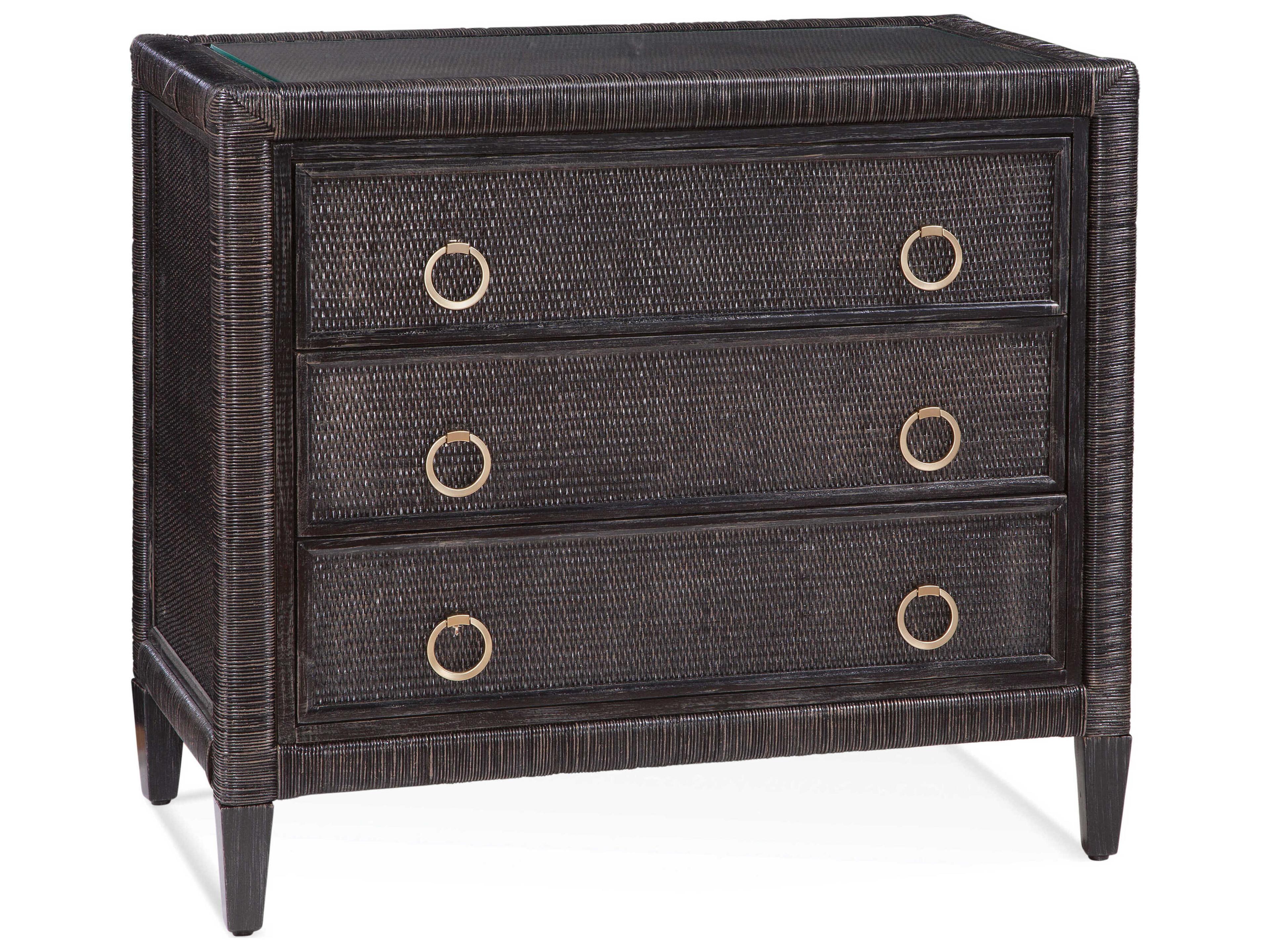 Sabal Bay 3-Drawers Black Rattan Chest Nightstand