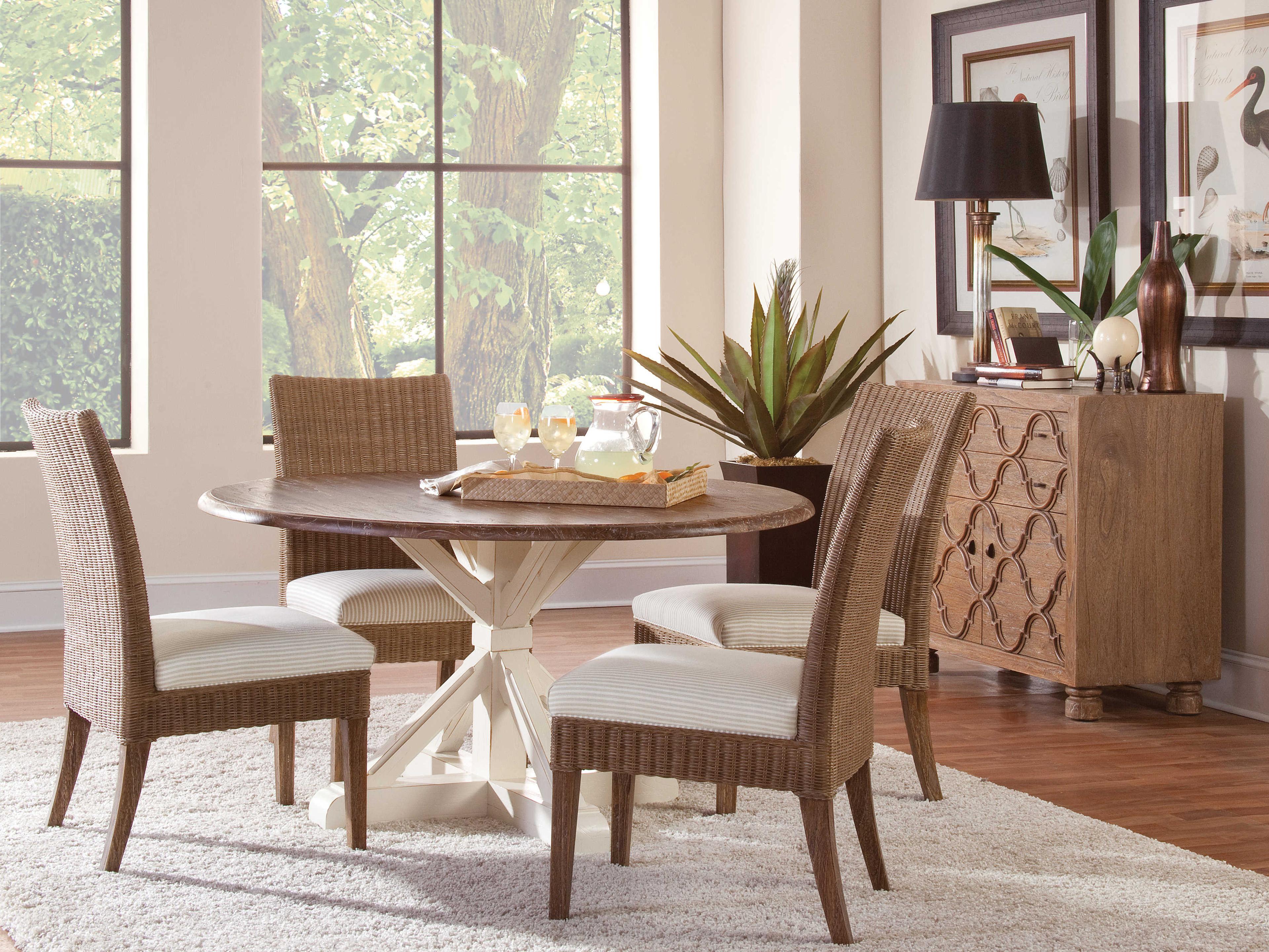 Braxton Culler Farmhouse Cedar Wood Brown Upholstered Side Dining Chair