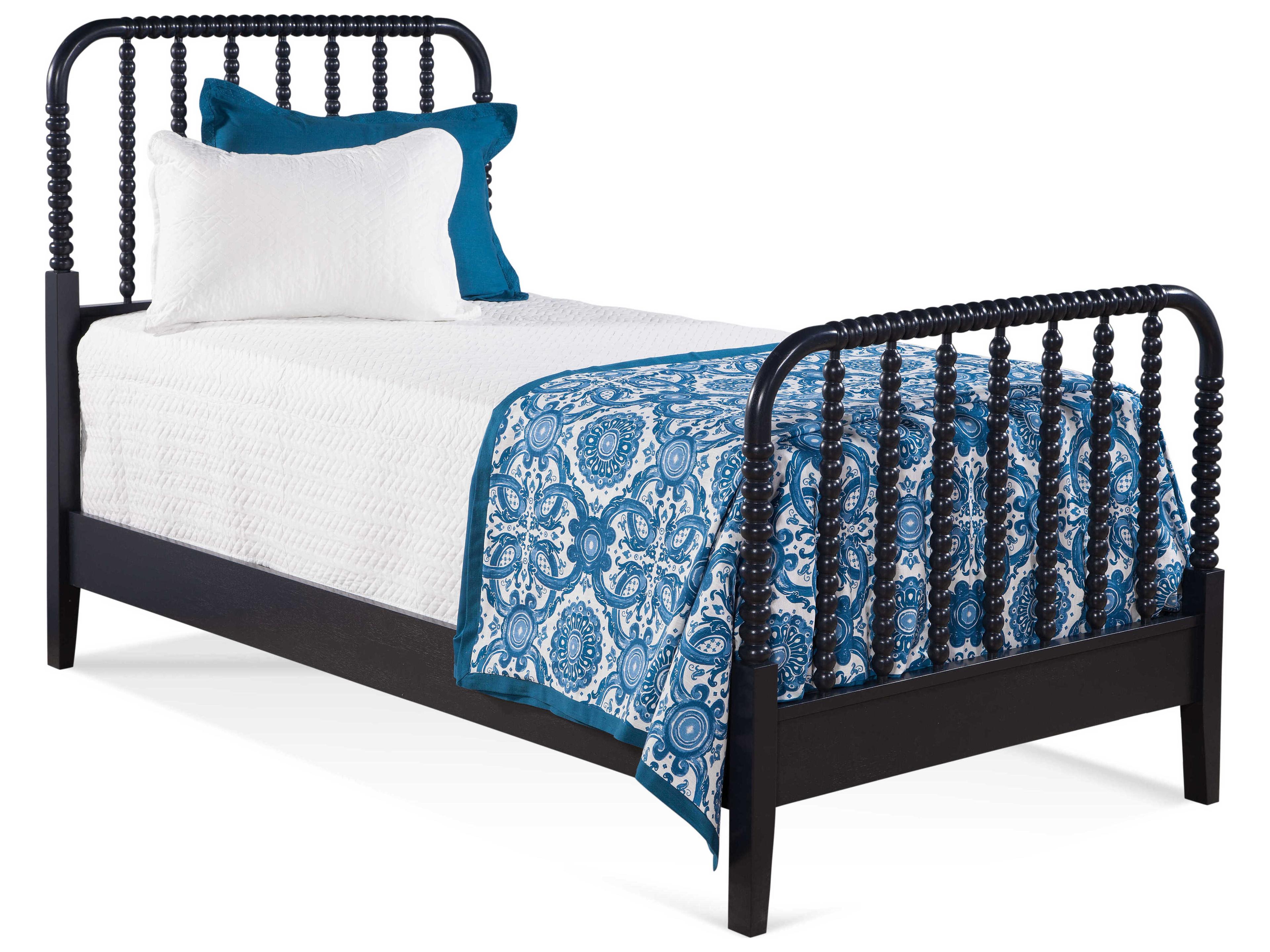 Lind Island Black Rubberwood Wood Twin Panel Bed