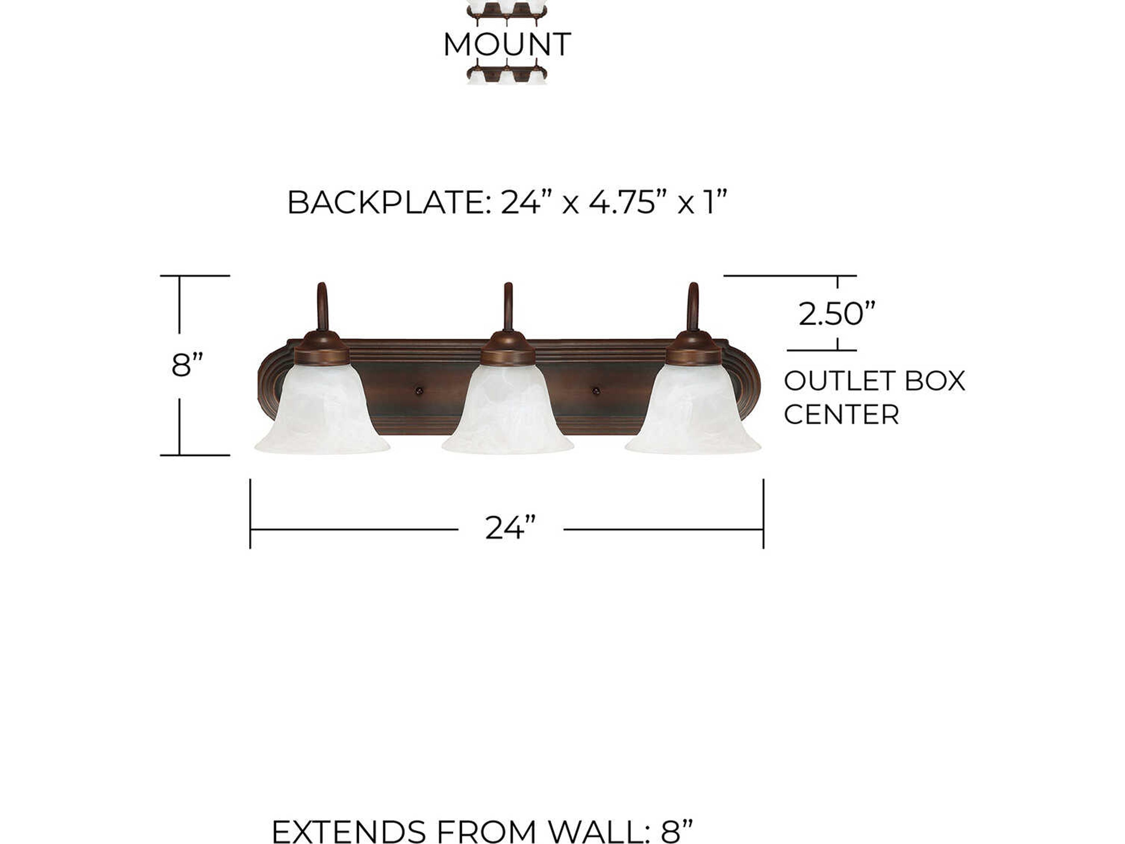 Capital Lighting 3-Light Burnished Bronze Glass Vanity Light