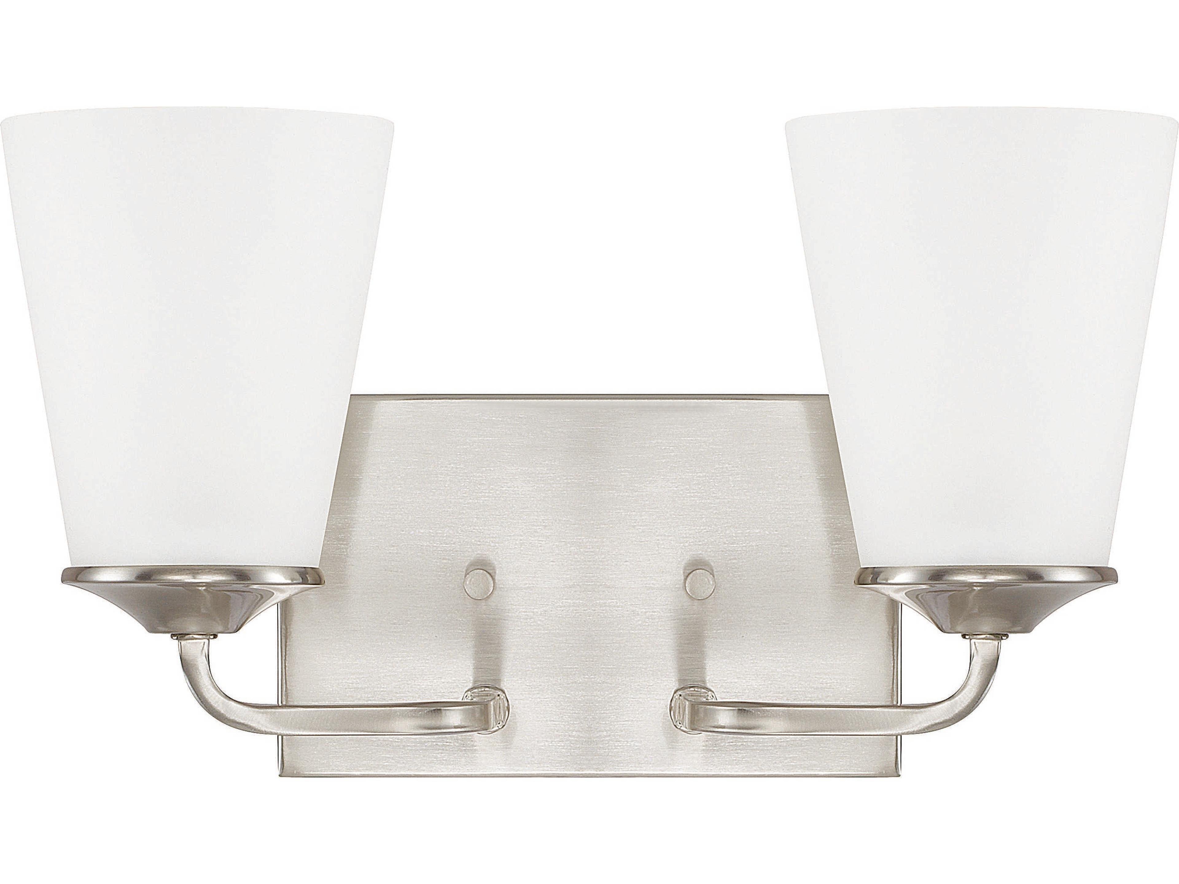 Braylon 2-Light Brushed Nickel Glass Vanity Light