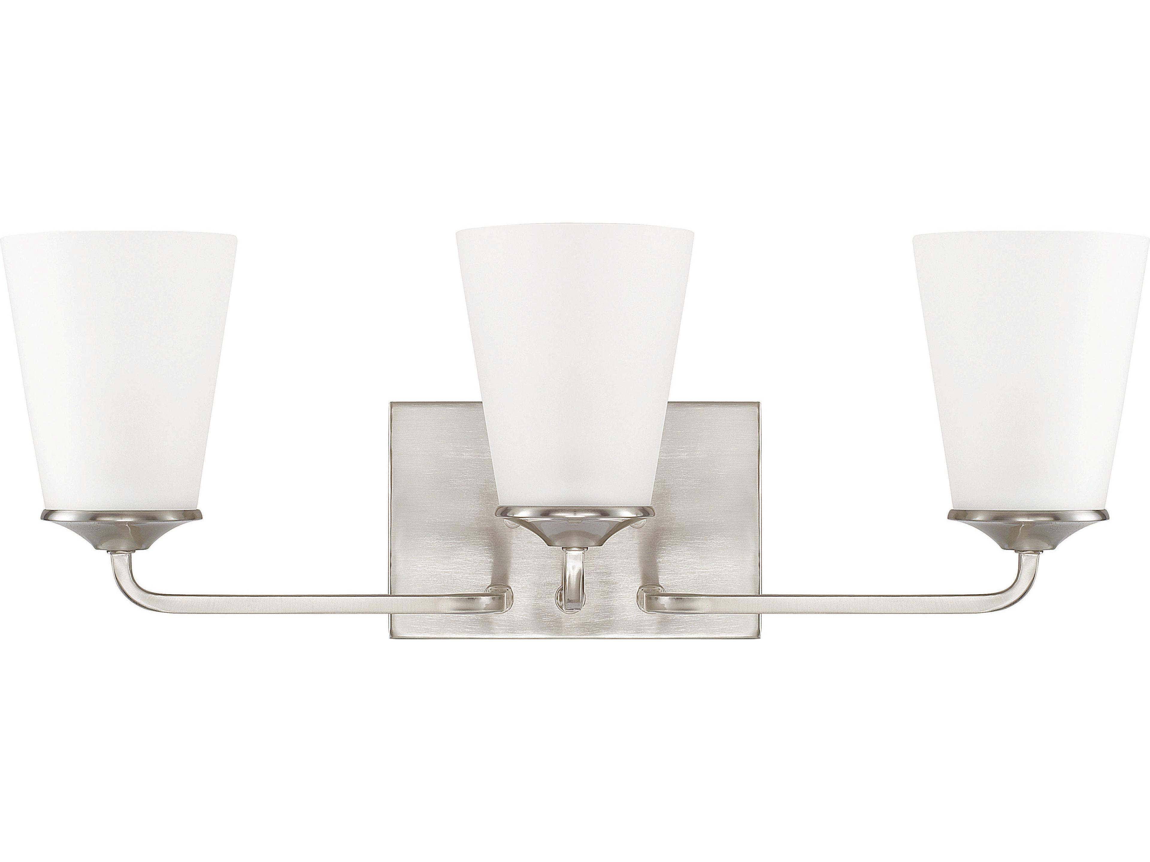 Braylon 3-Light Brushed Nickel Glass Vanity Light