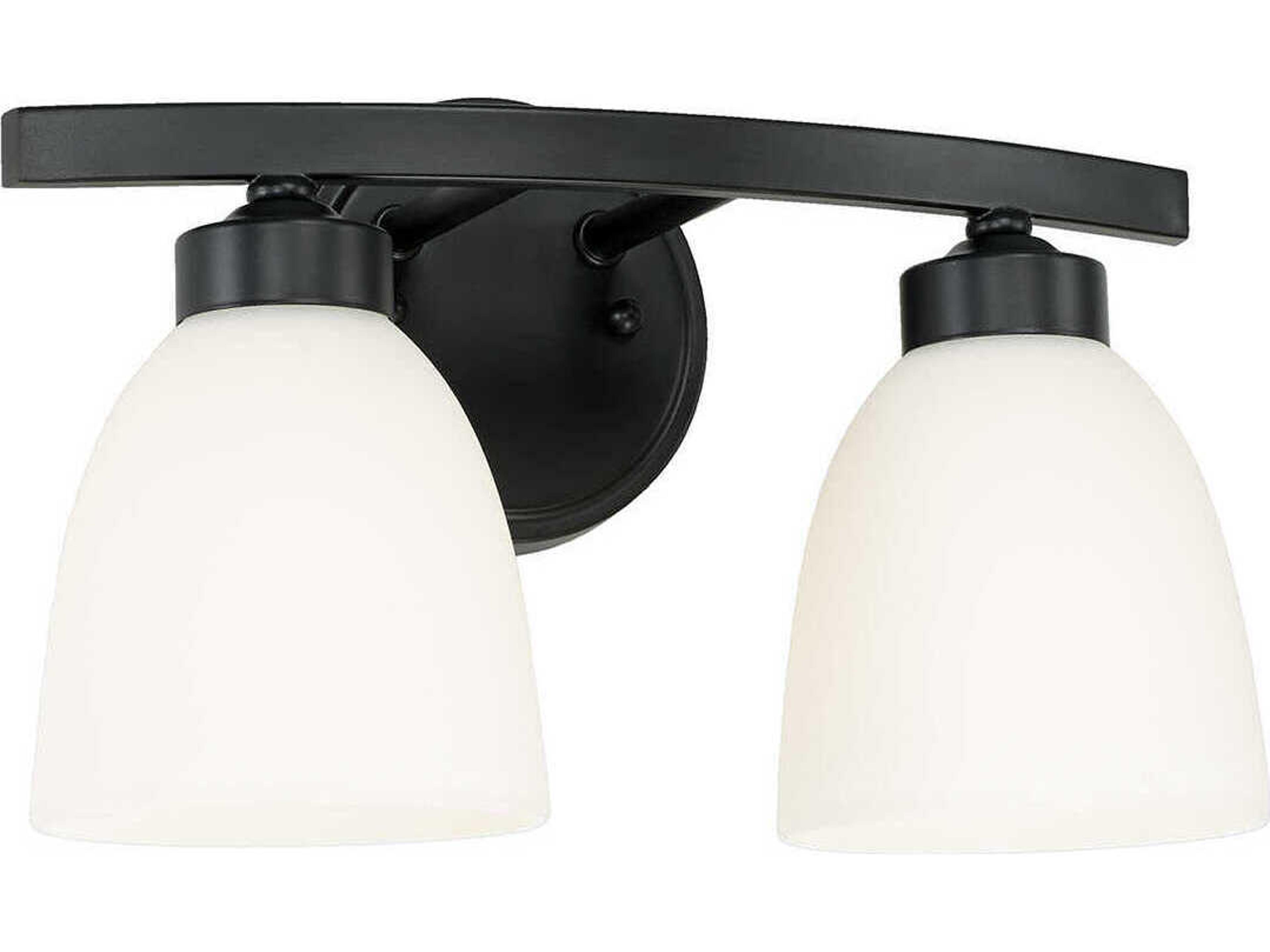 Jameson 2-Light Matte Black Glass Vanity Light
