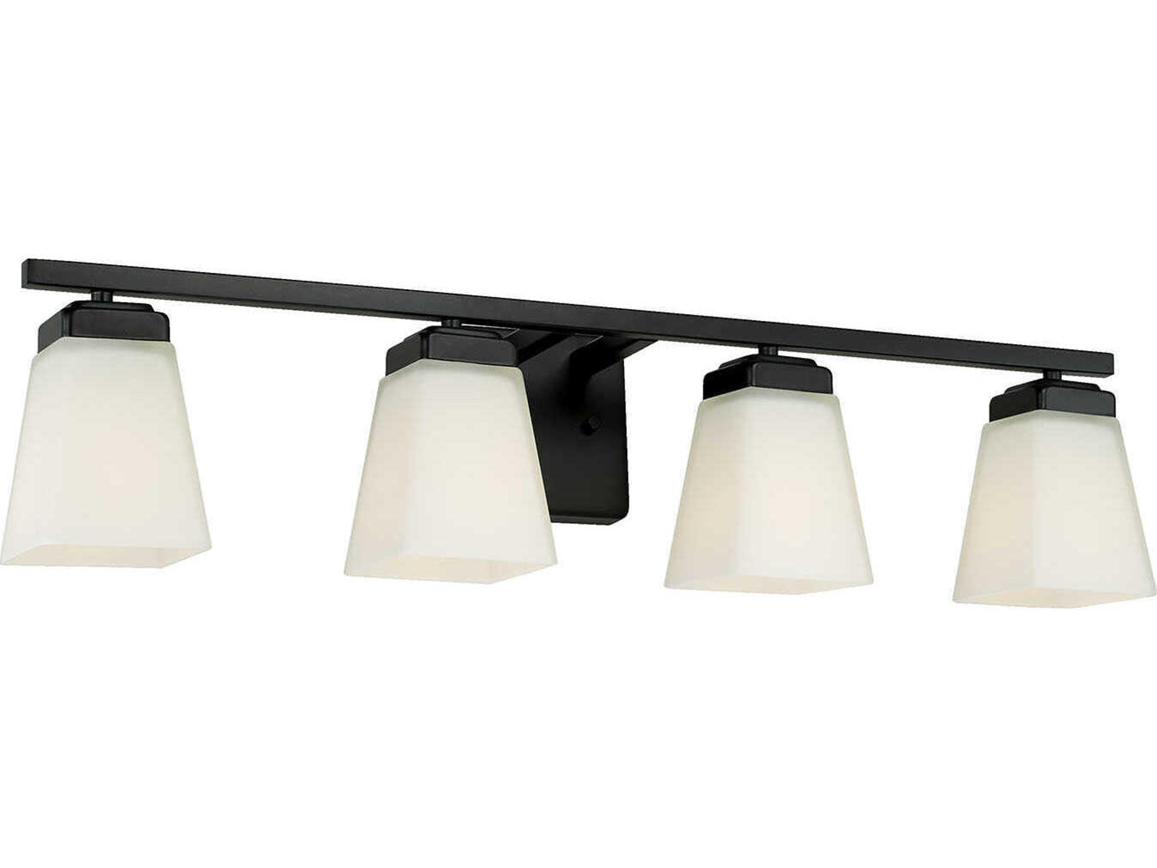 Baxley 4-Light Matte Black Glass Vanity Light