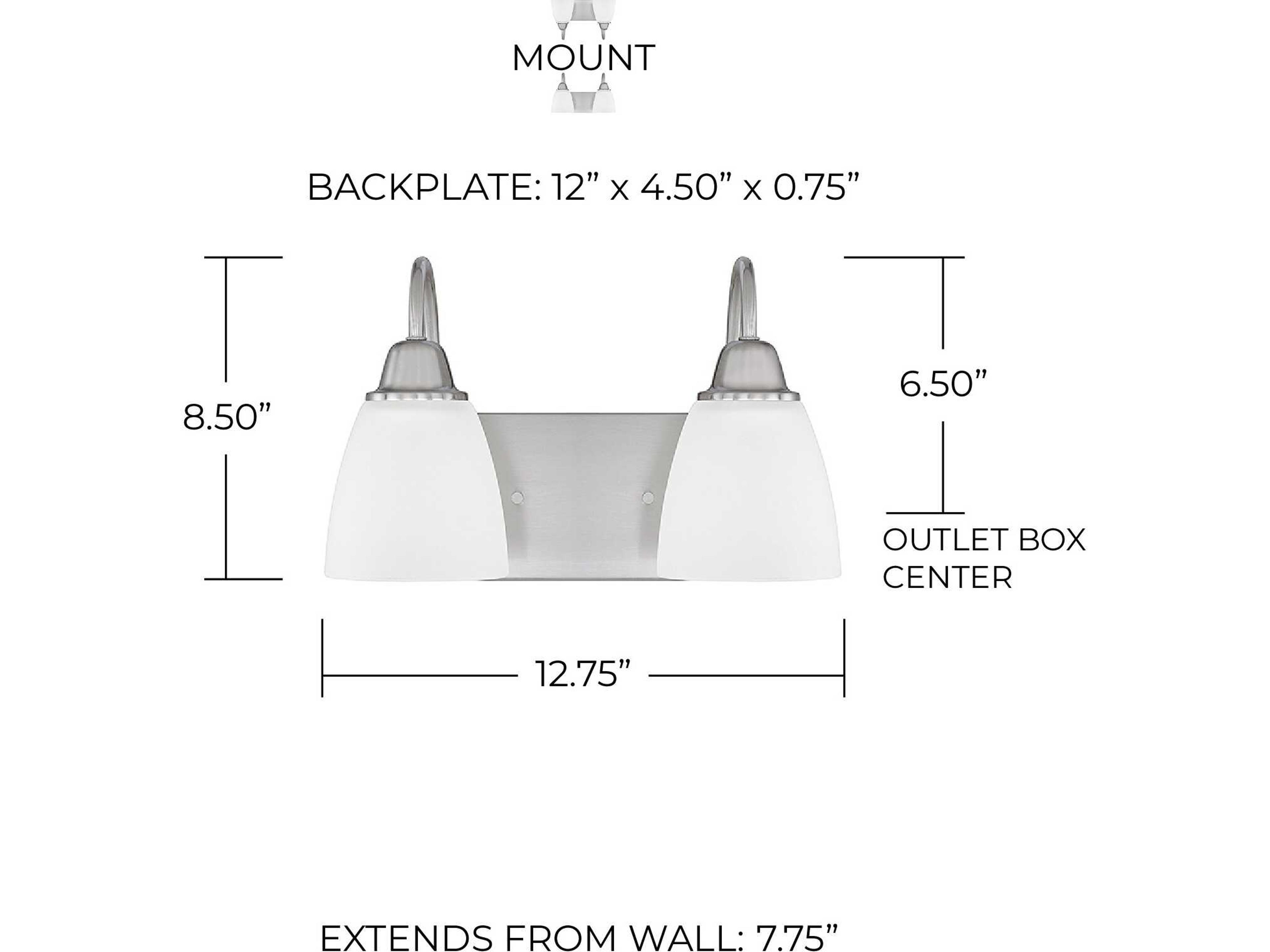 Capital Lighting Trenton 2-Light Brushed Nickel Glass Vanity Light