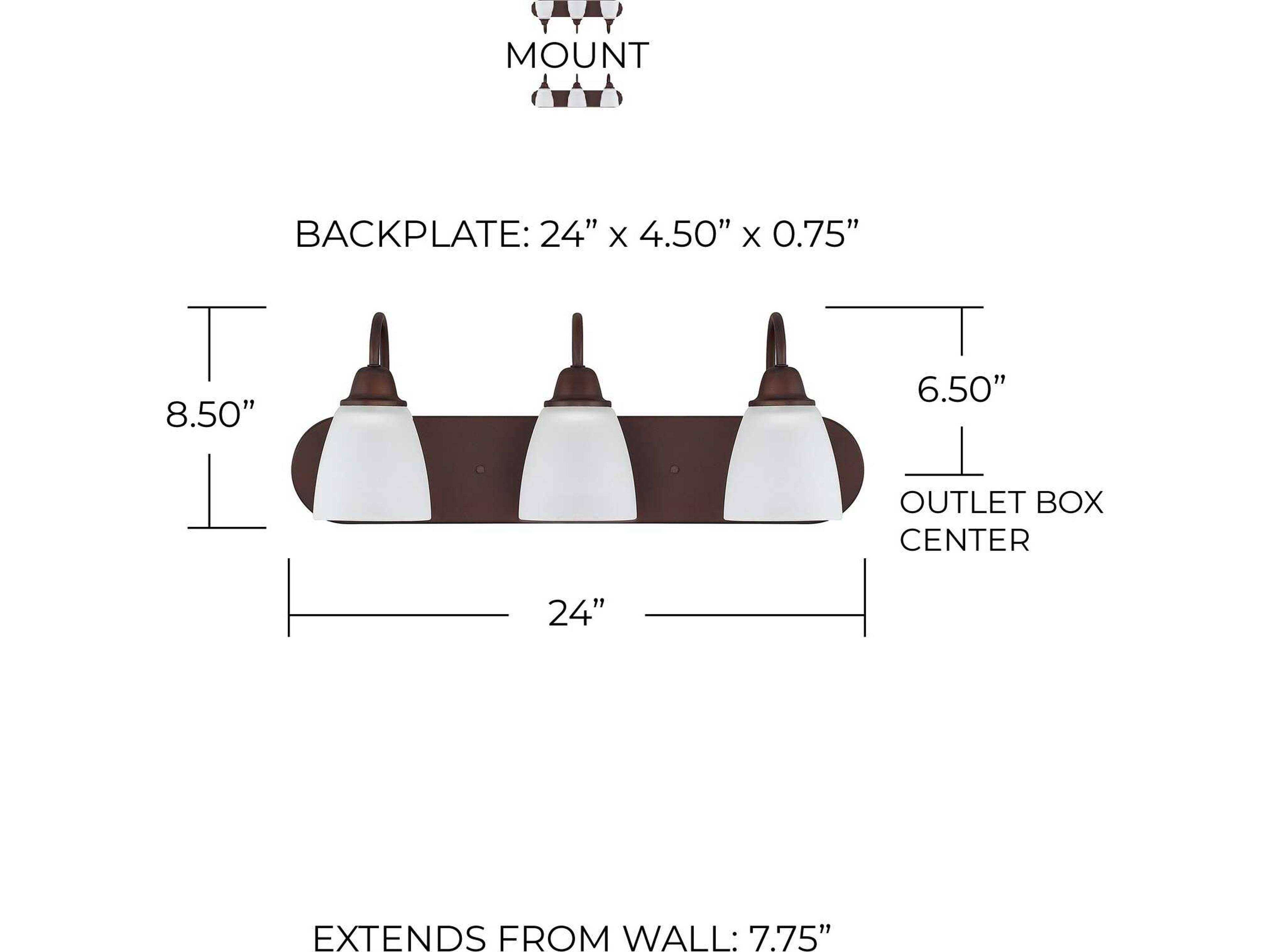 Capital Lighting Trenton 3-Light Bronze Glass Vanity Light