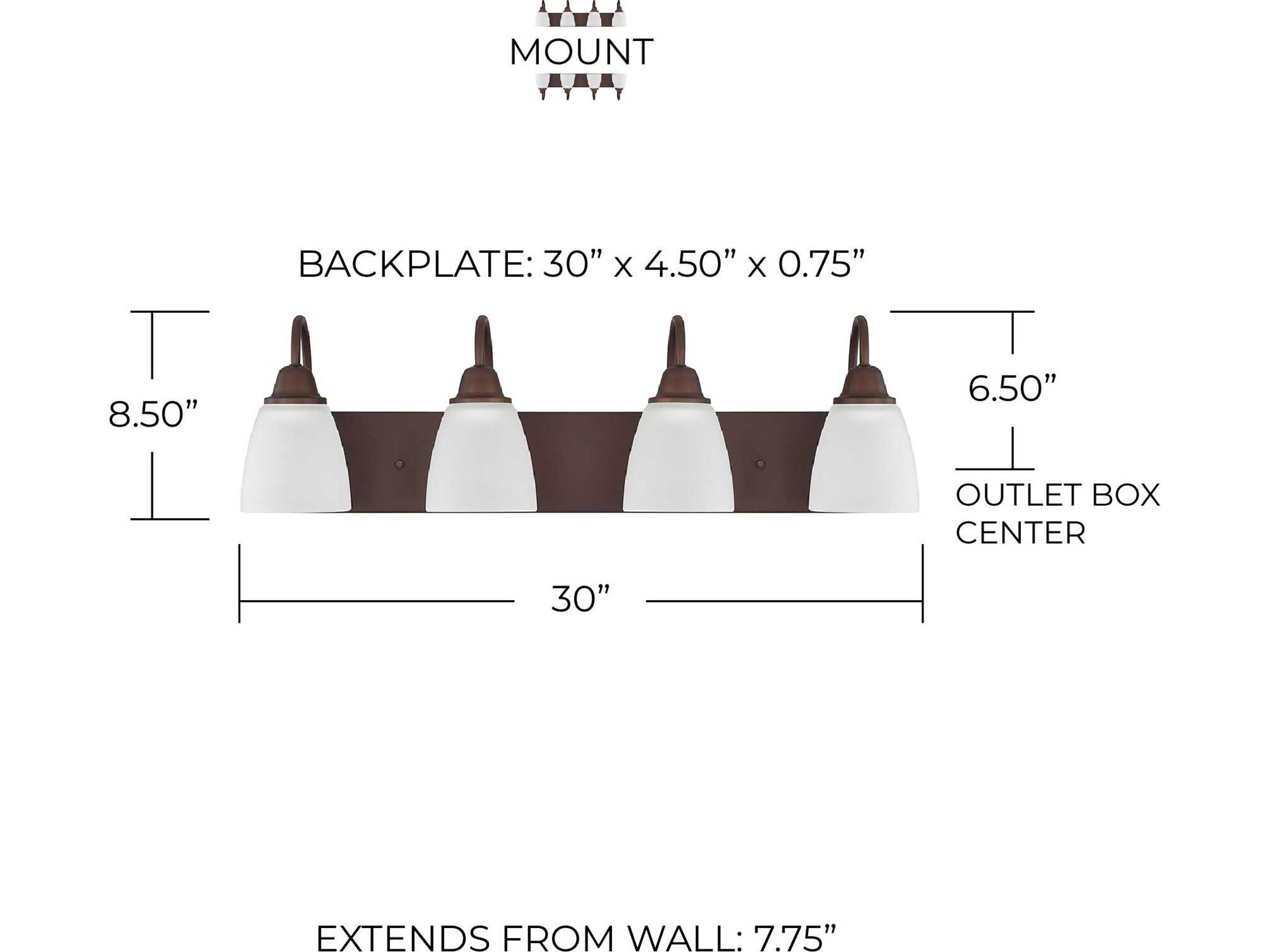 Capital Lighting Trenton 4-Light Bronze Glass Vanity Light