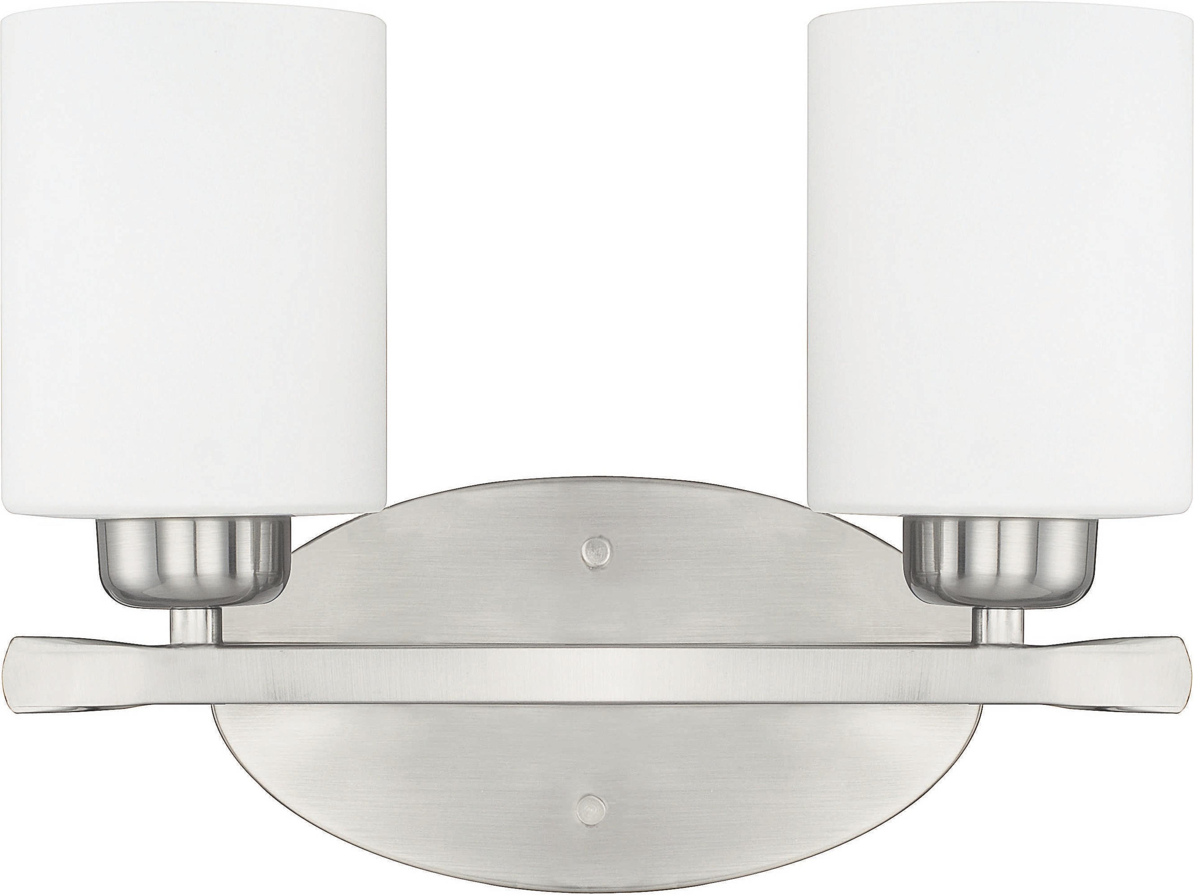 Dixon 2-Light Brushed Nickel Glass Vanity Light